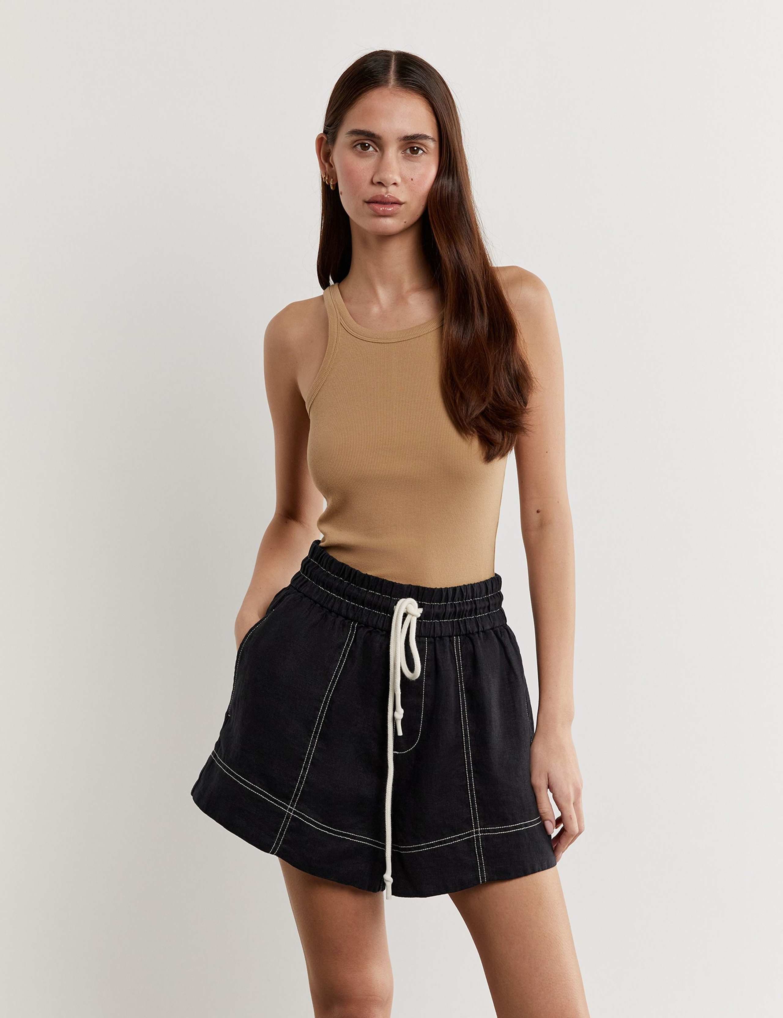 Pure Linen High Waisted Shorts