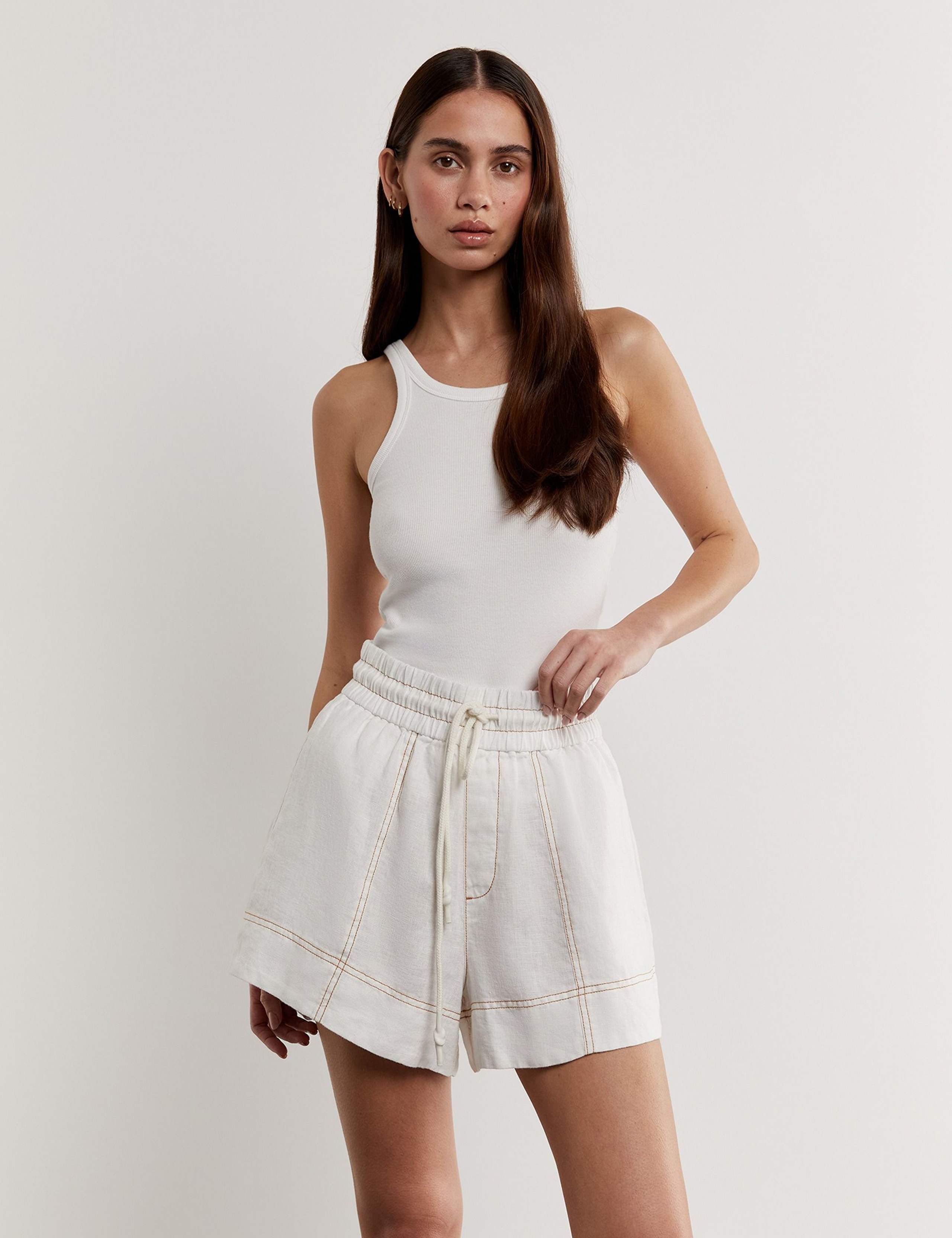 Pure Linen High Waisted Shorts