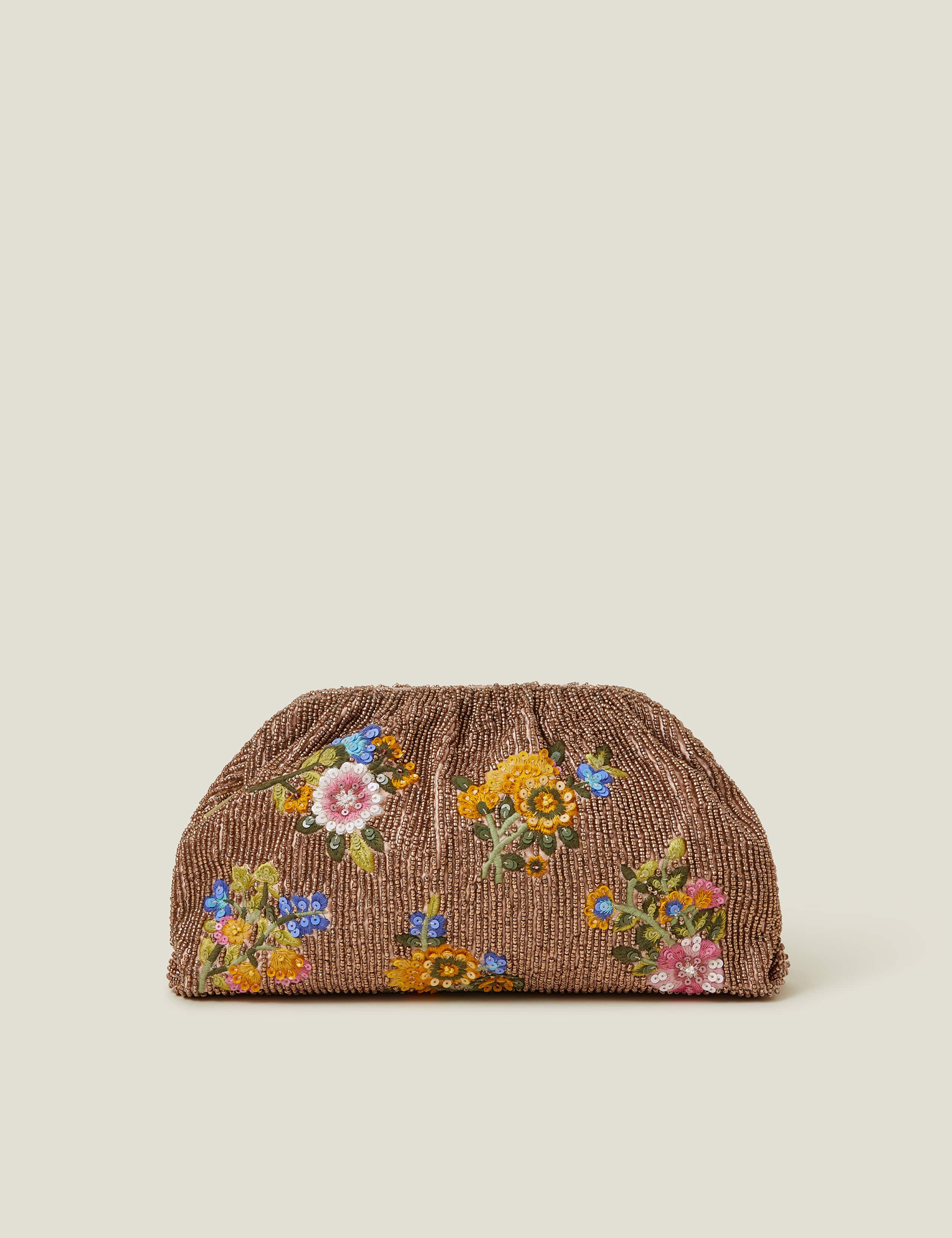 Beaded Floral Clutch Bag