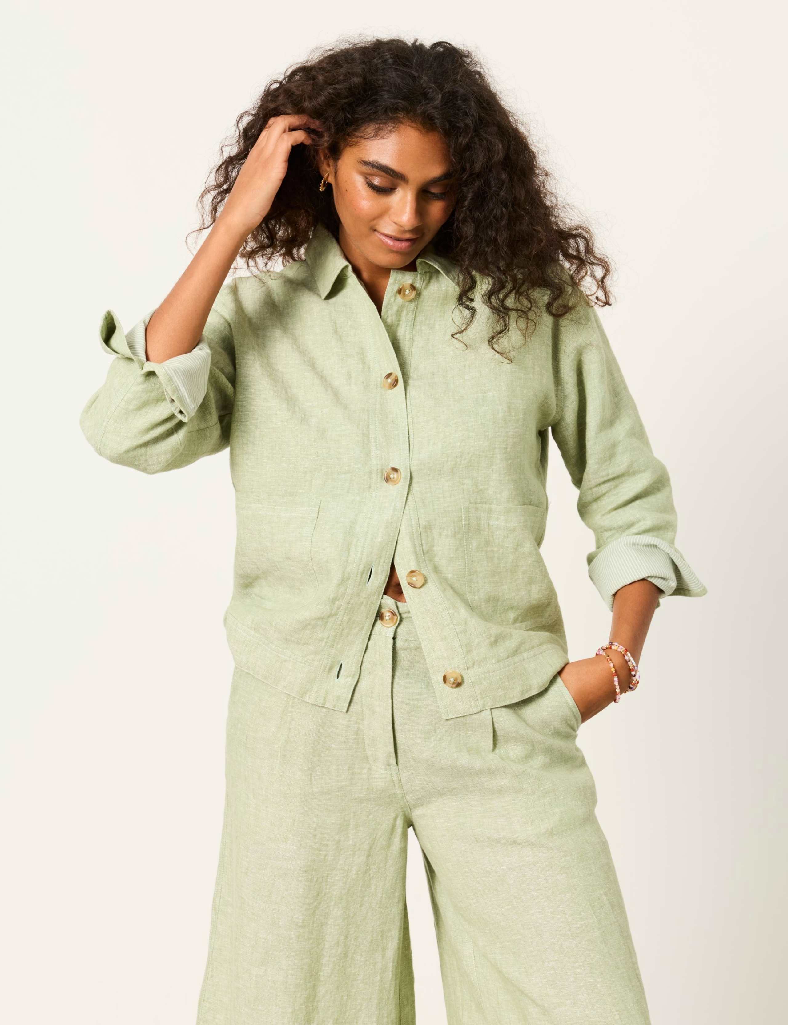 Pure Linen Lightweight Collared Jacket
