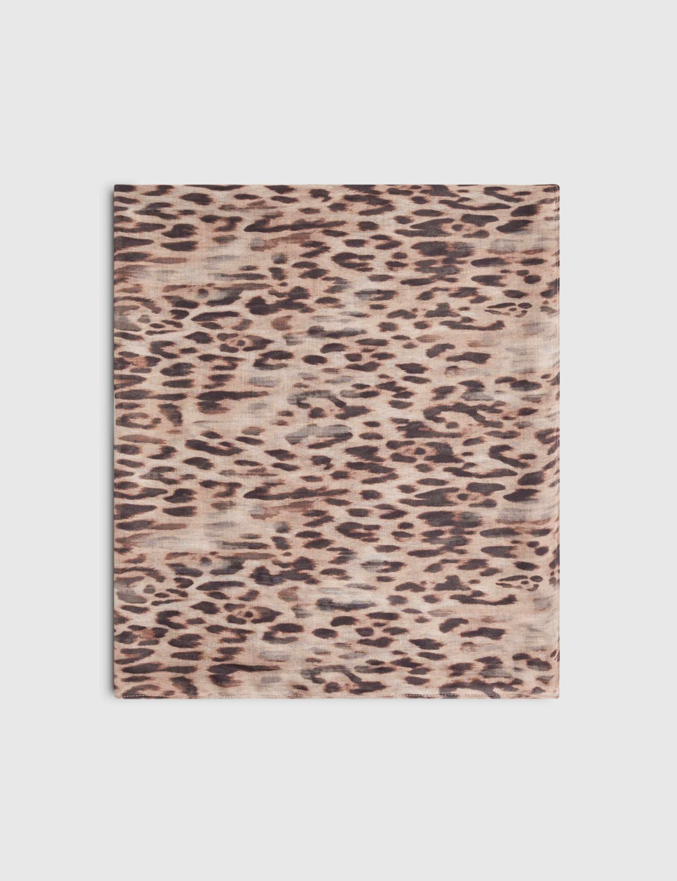 Woven Leopard Print Large Scarf