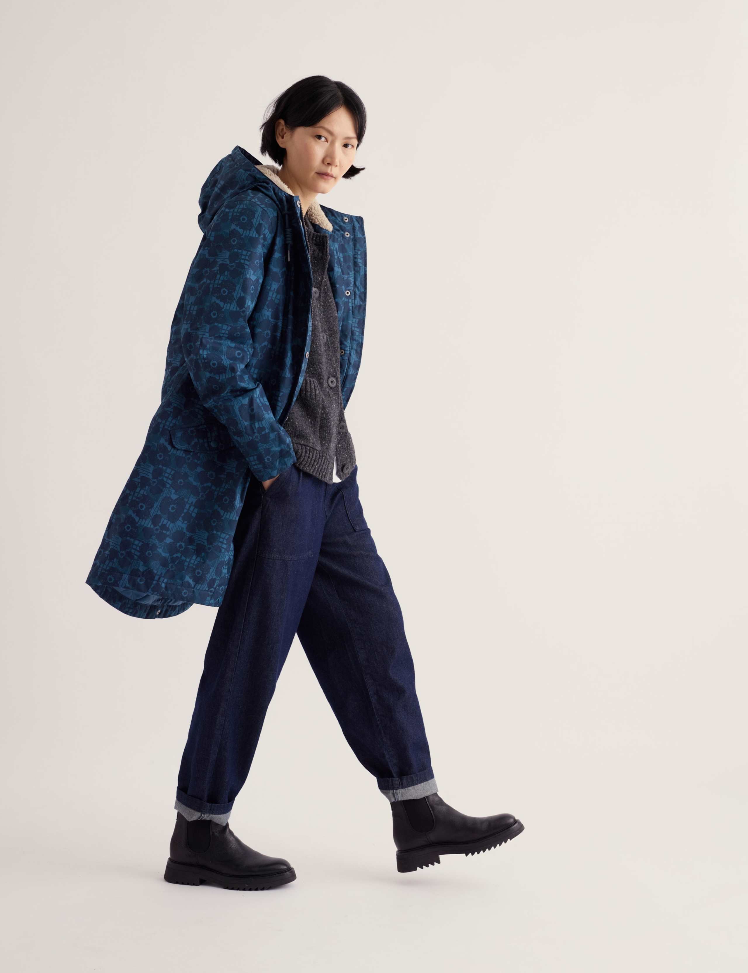 Cotton Rich Waterproof Floral Parka Coat