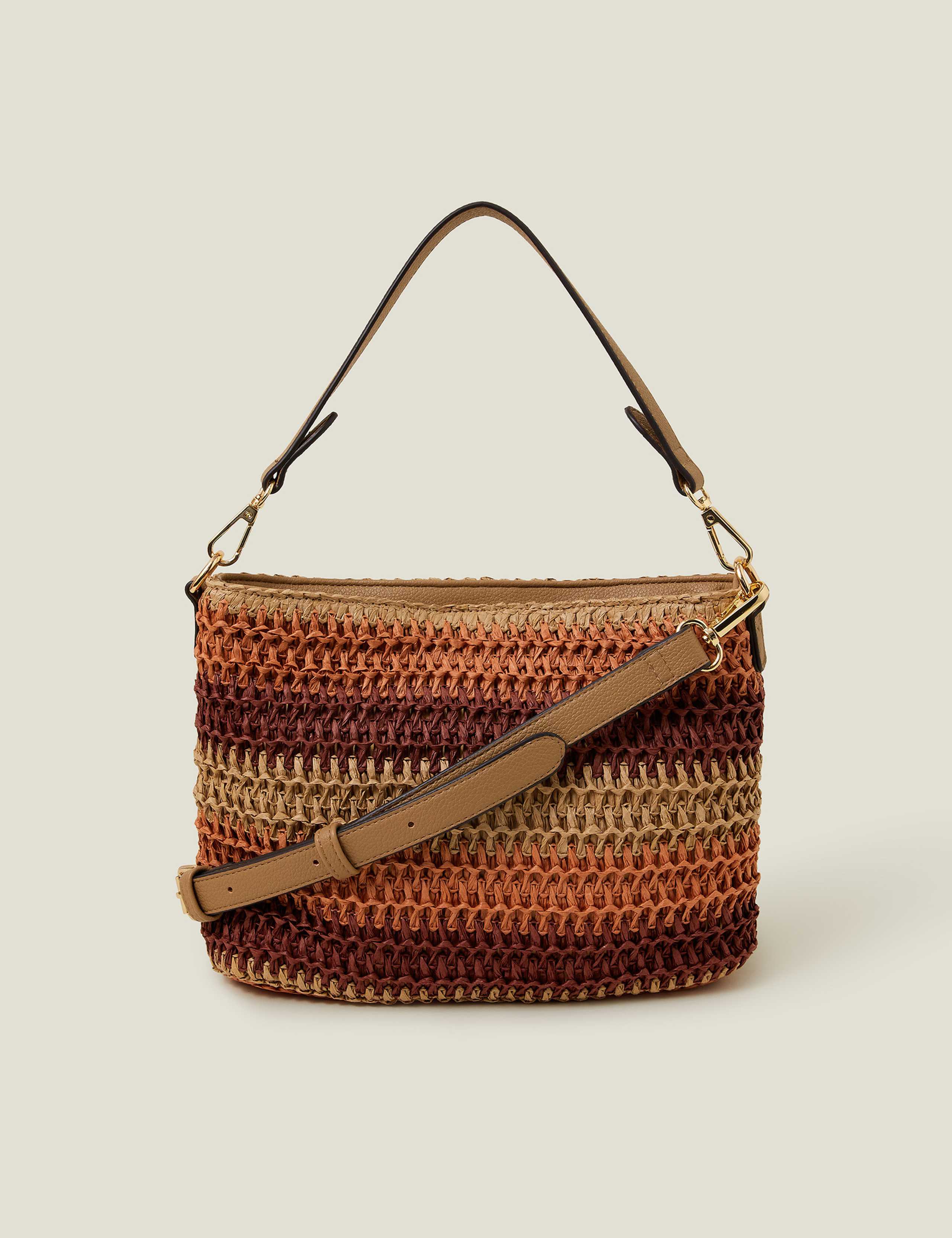 Raffia Striped Cross Body Bag