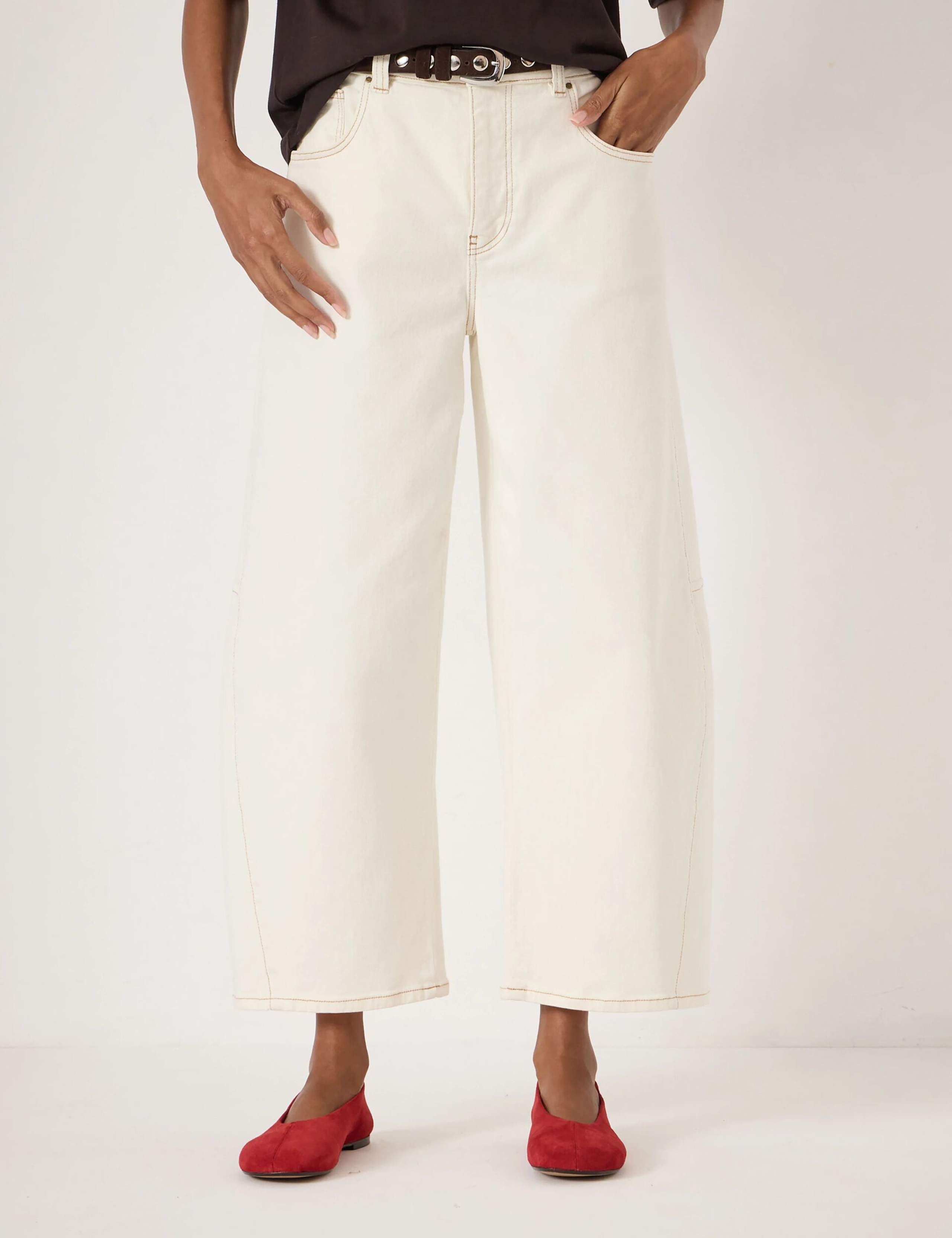 High Waisted Wide Leg Ankle Grazer Jeans