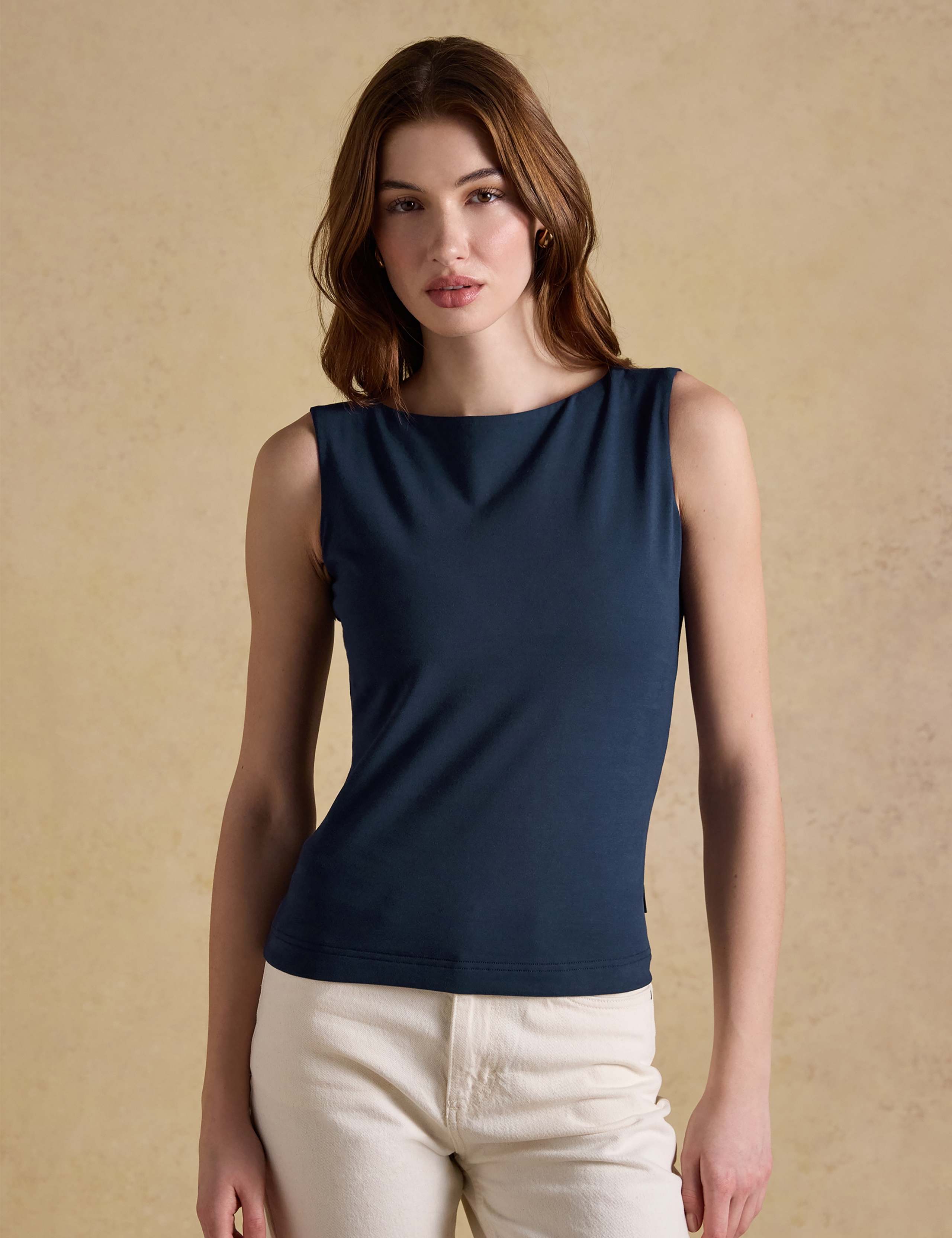 Cotton Rich Jersey Slash Neck Vest