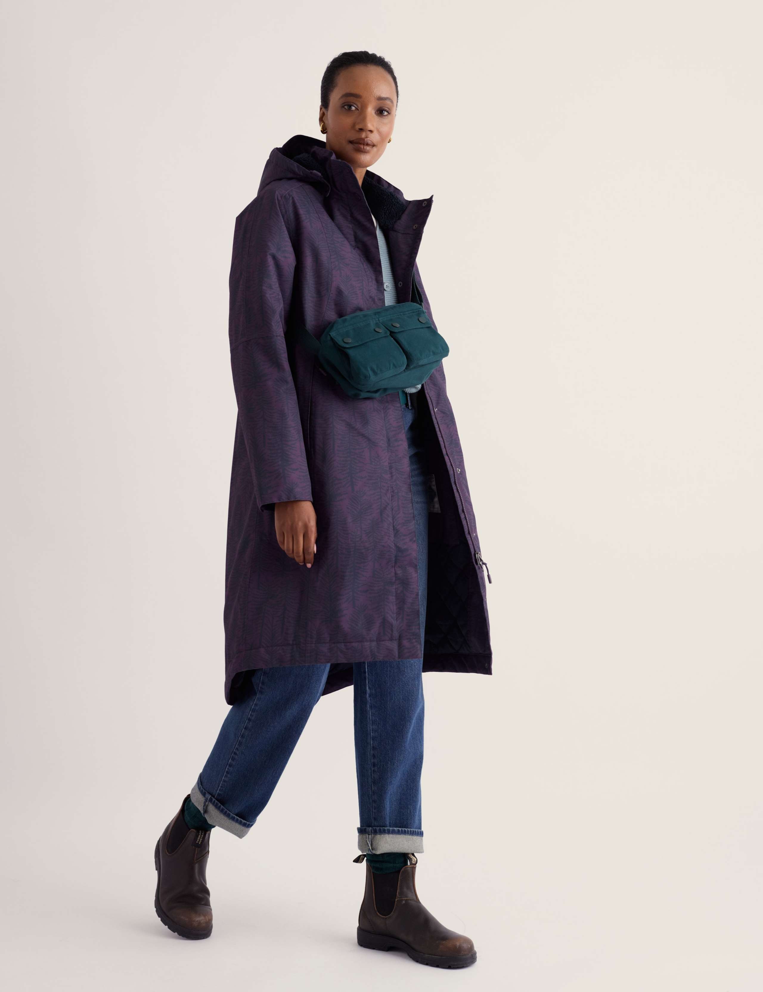 Waterproof Printed Hooded Parka Raincoat