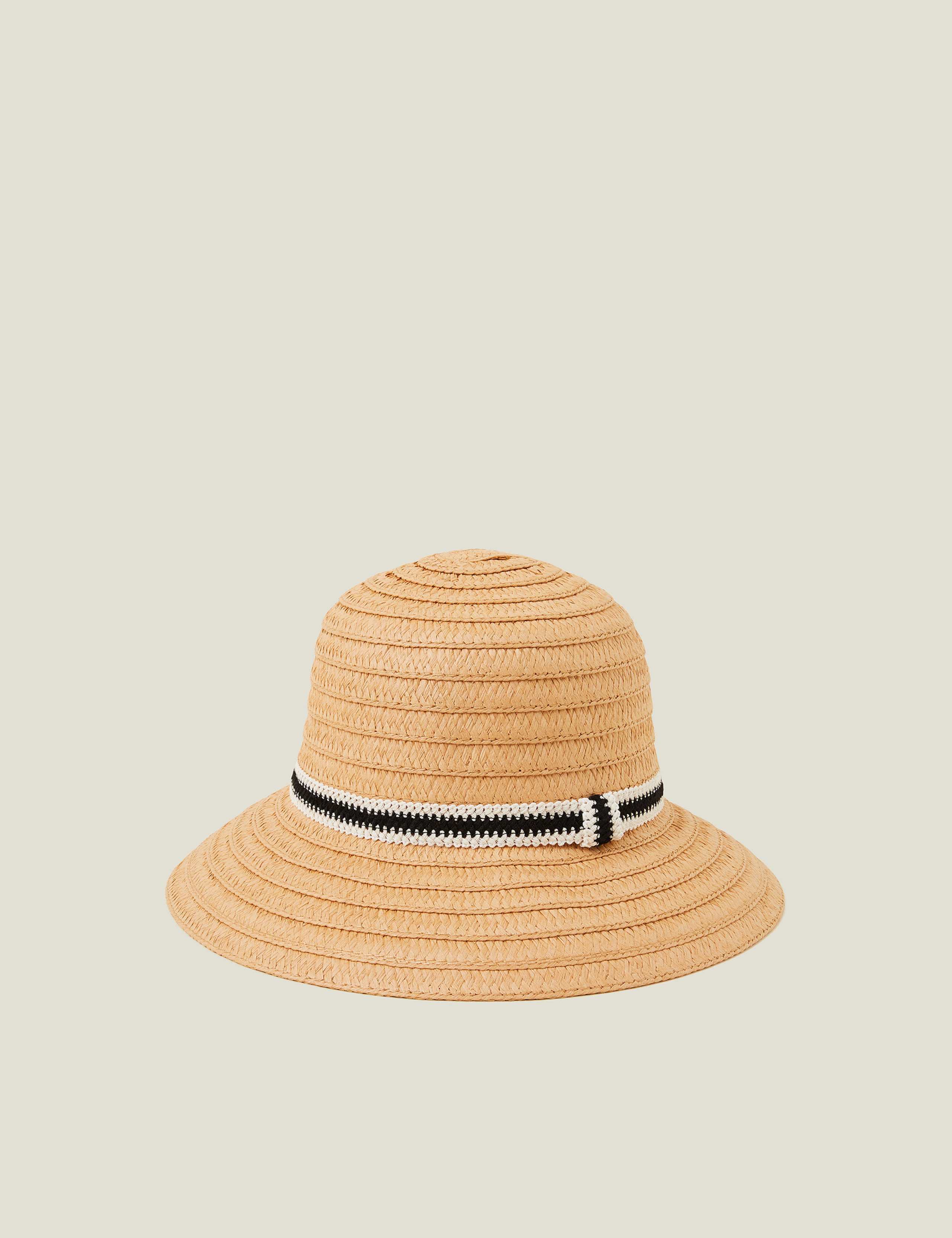 Straw Monochrome Trim Bucket Hat