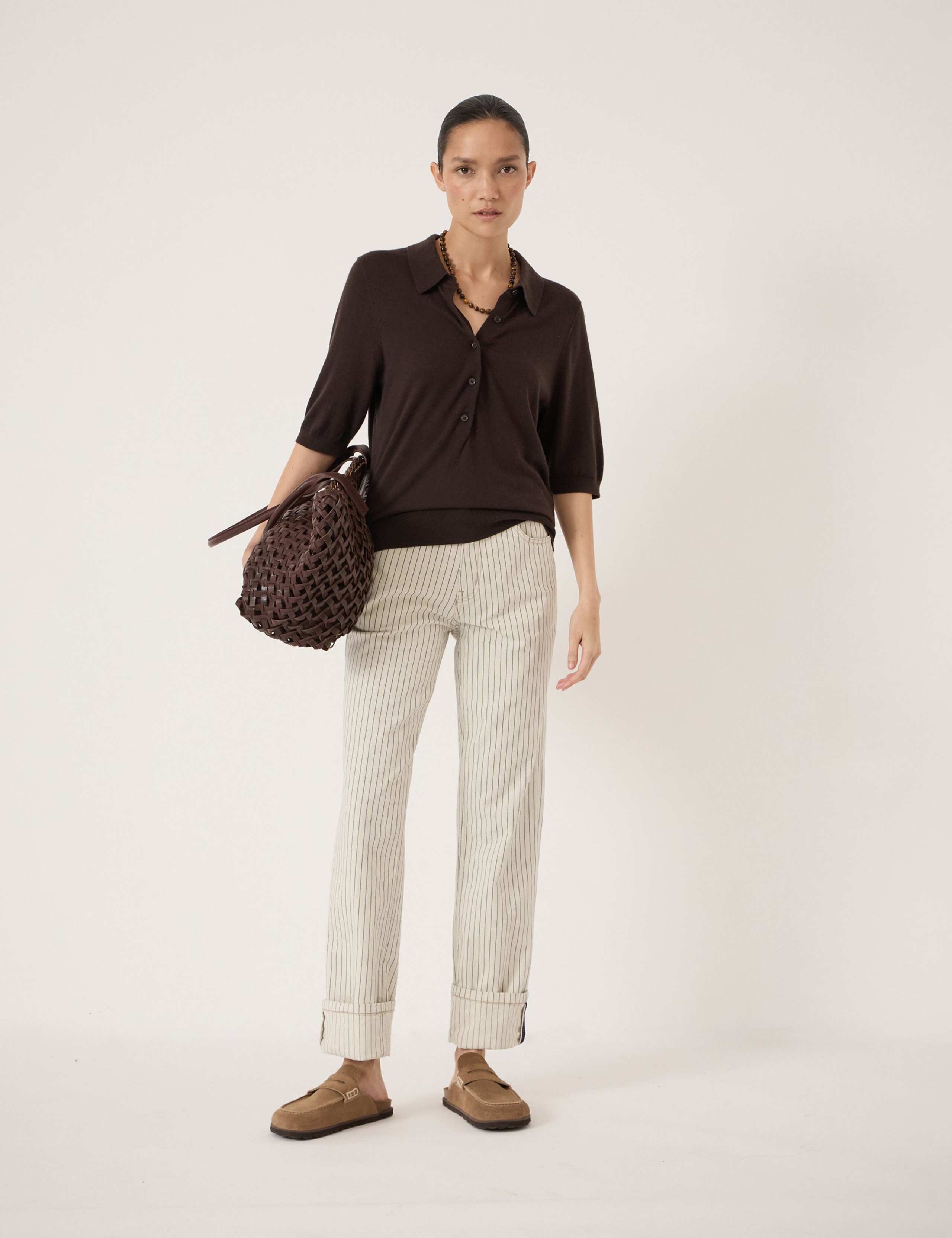 Mid Rise Straight Leg Turn Up Jeans