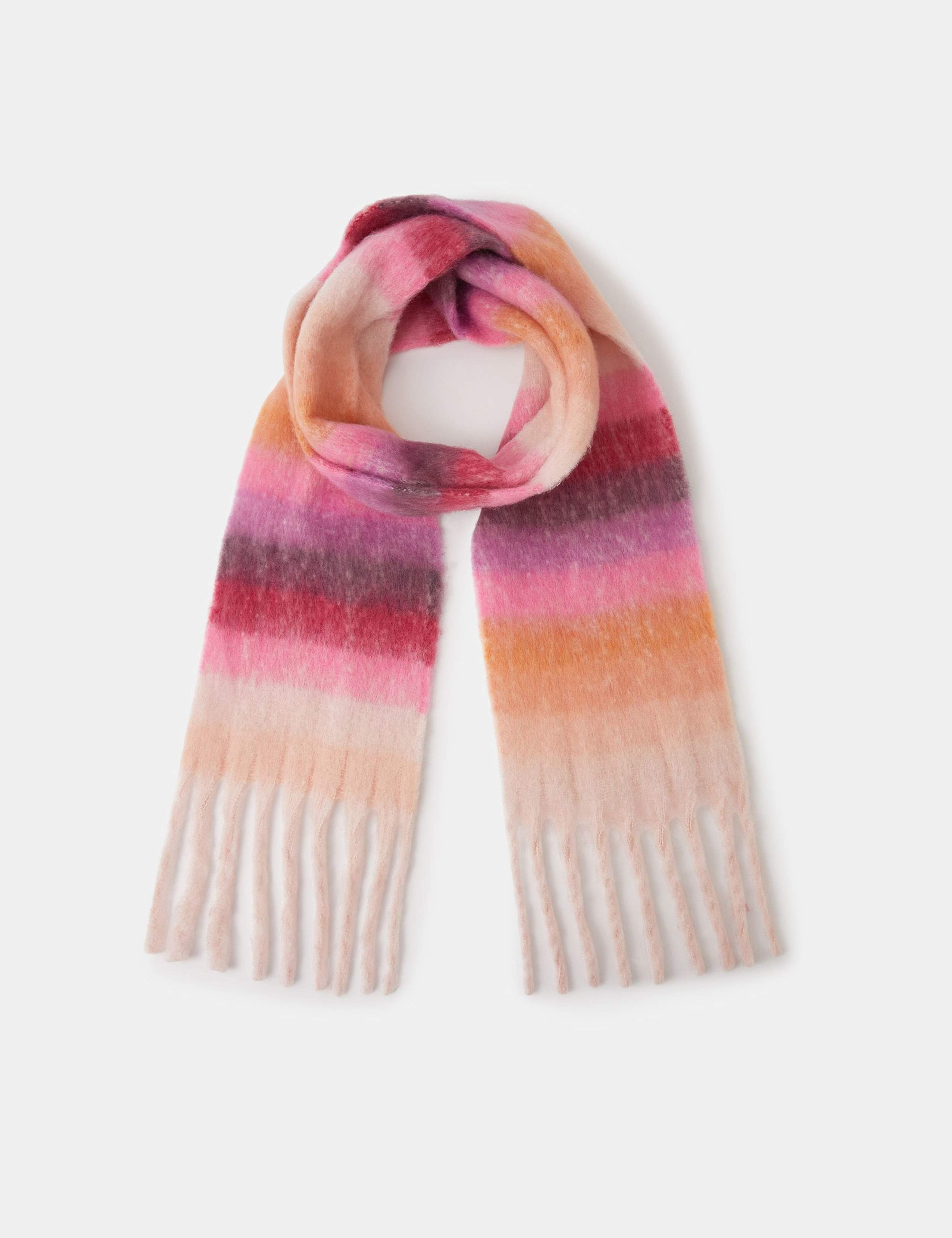 Fluffy Striped Tassel Scarf