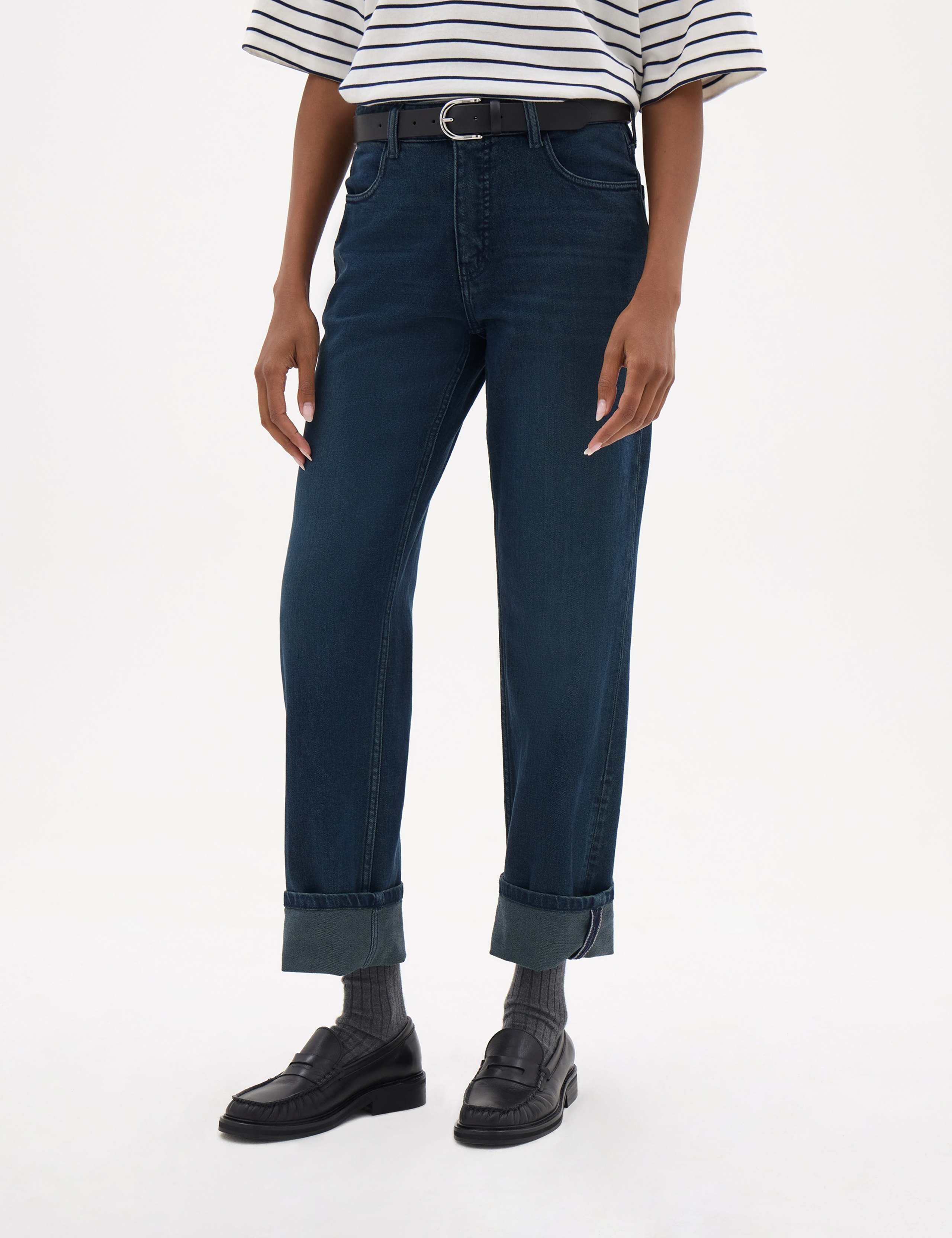 Turn Up Straight Leg Jeans