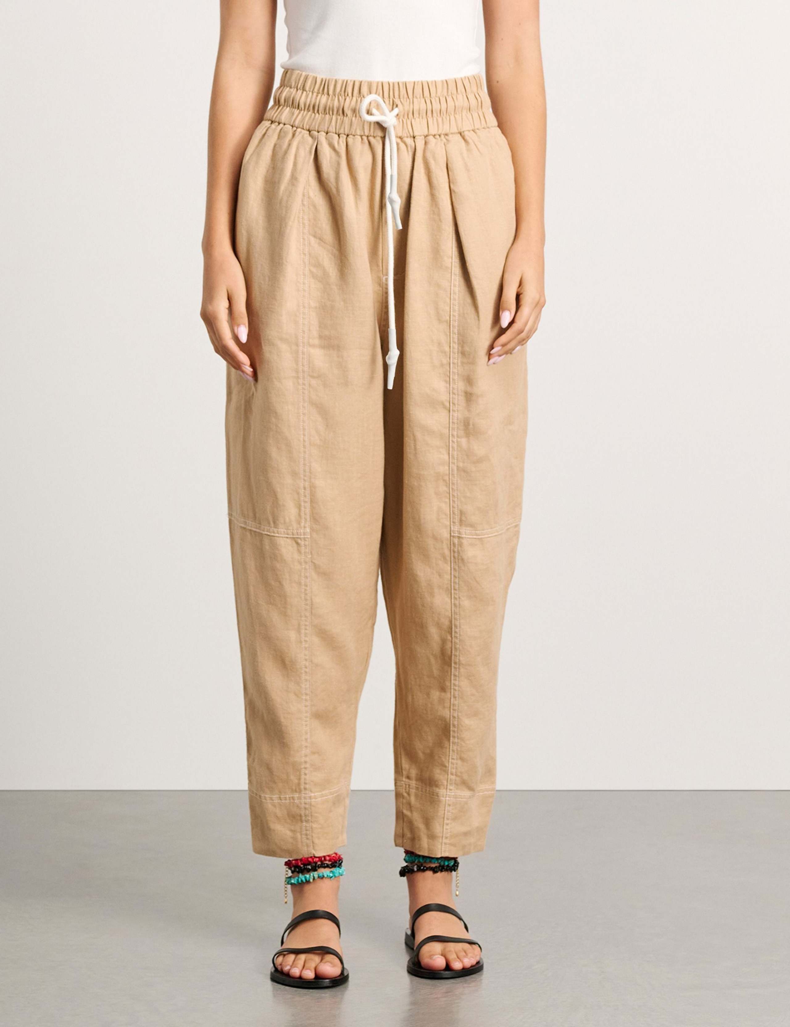Pure Linen Cargo Pull On Trousers
