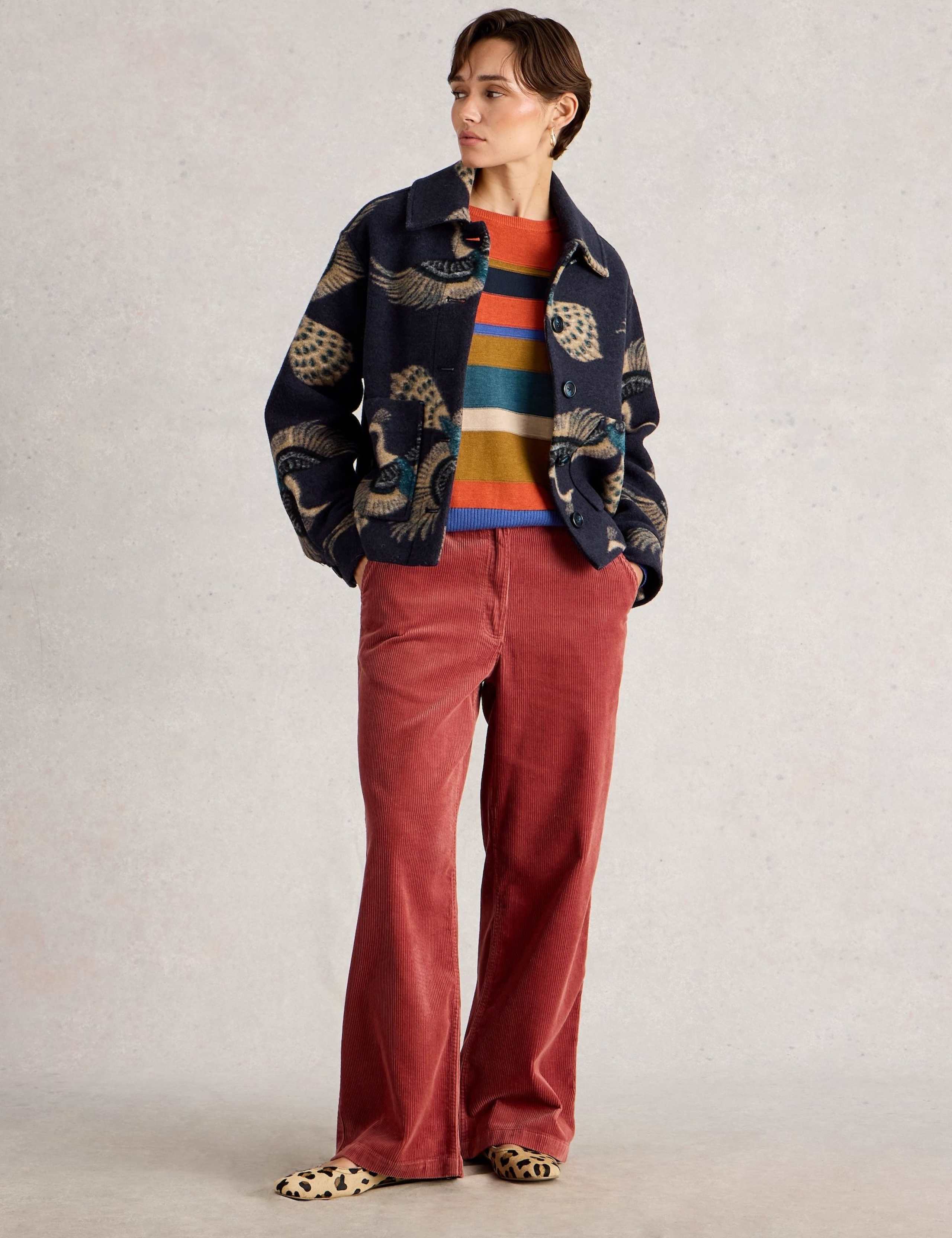 Wool Blend Printed Short Jacket