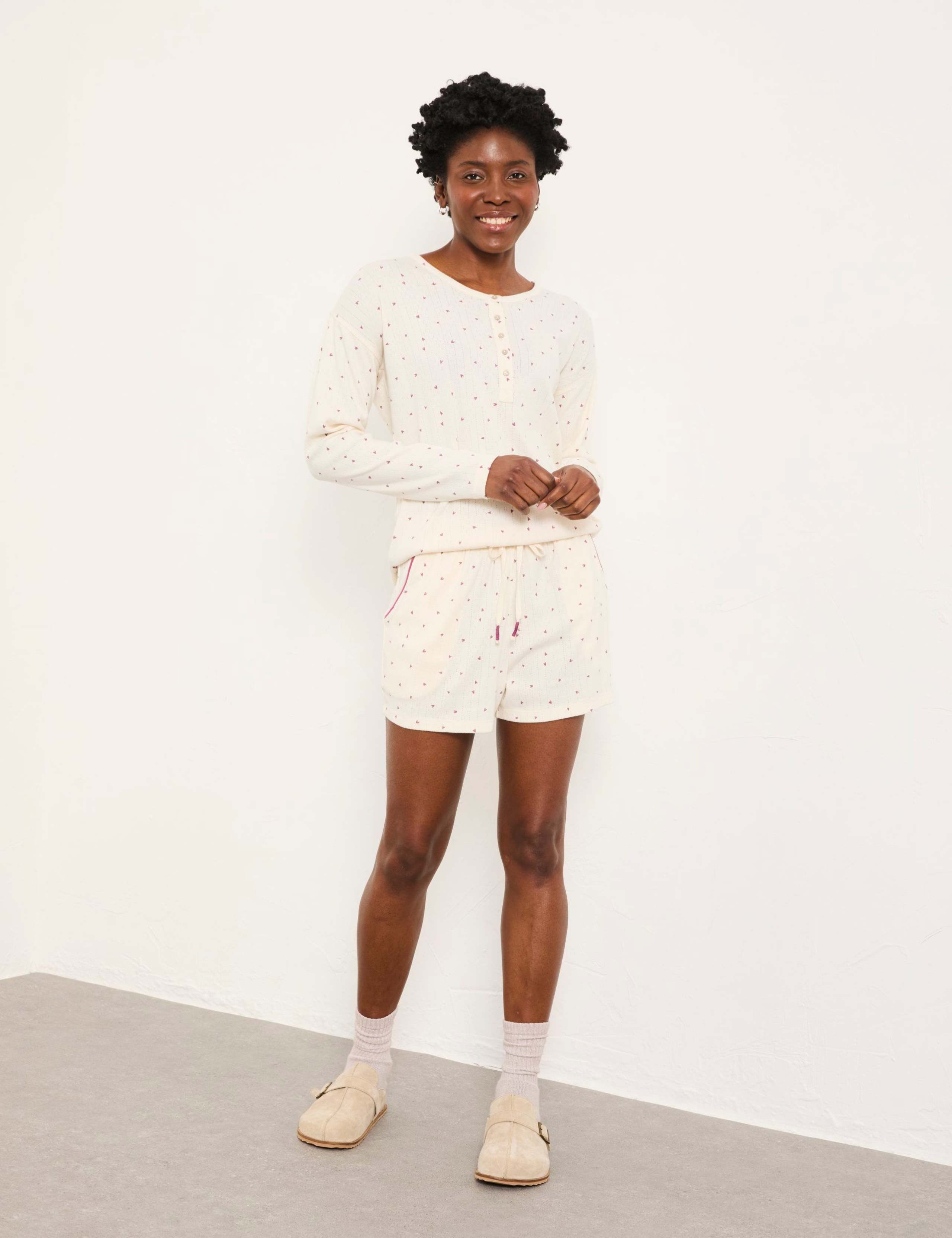 Pure Cotton Heart Print Shortie Set