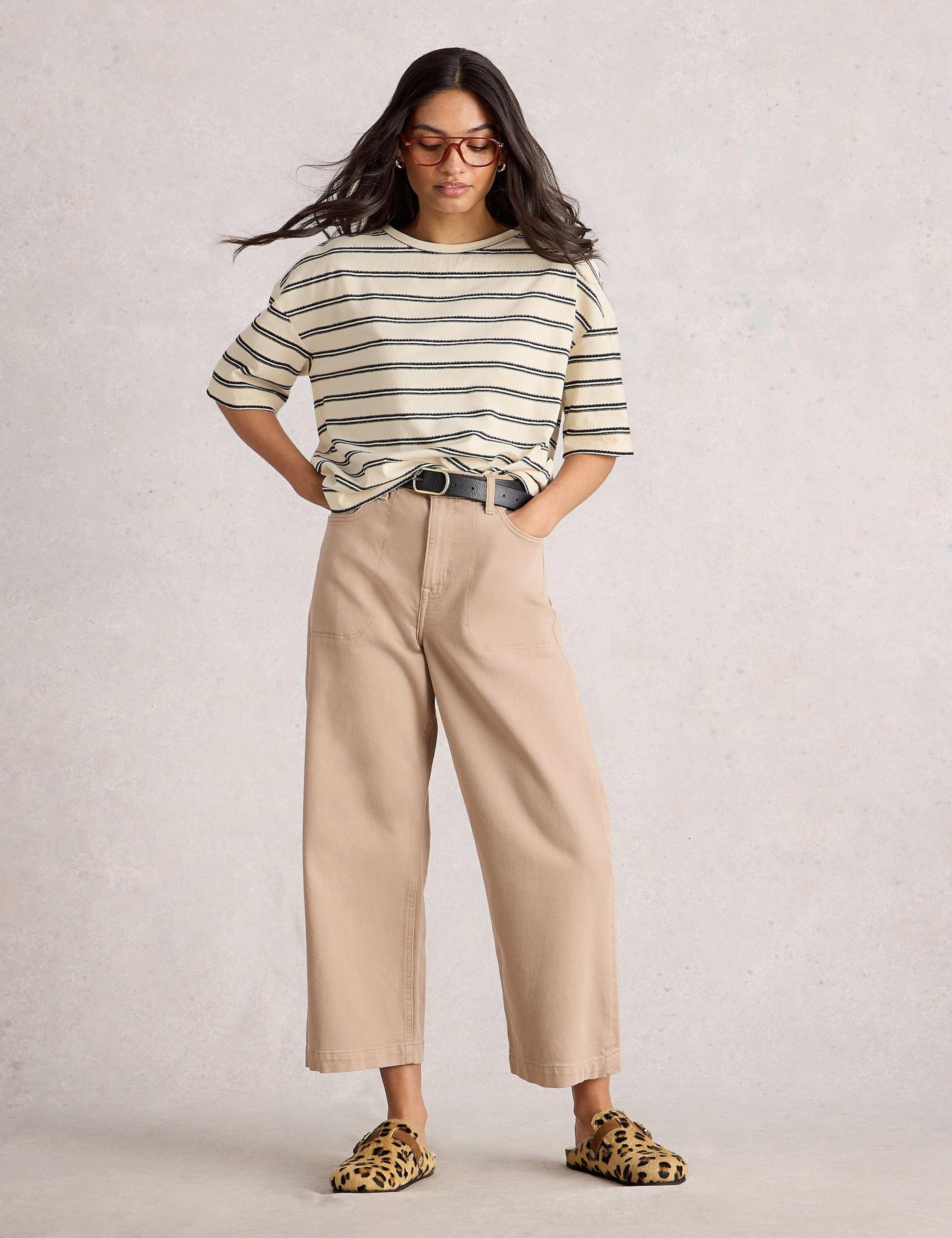 Pure Cotton Striped Crew Neck T-Shirt