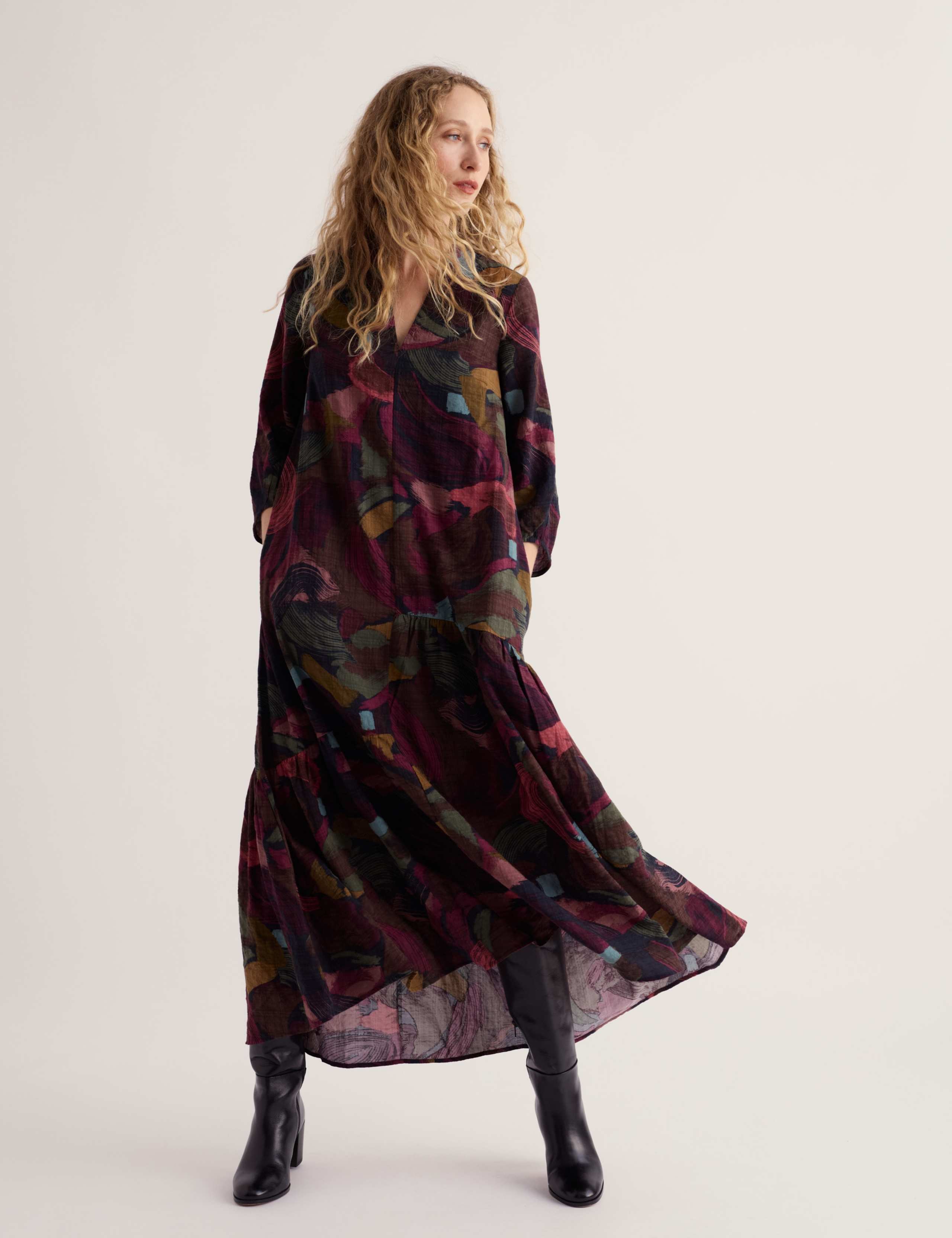 Cotton Rich Printed Midaxi Dress