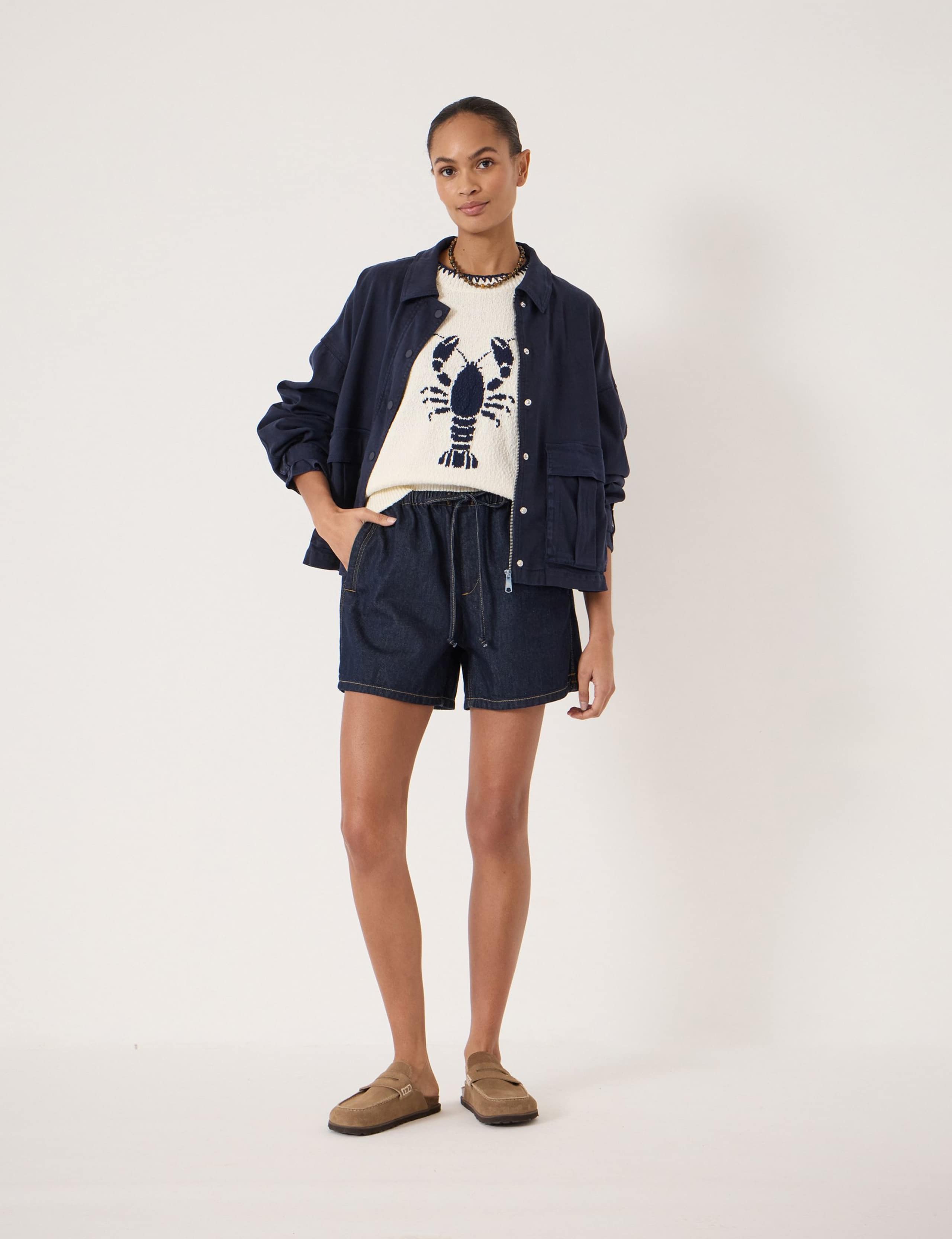 Pure Cotton Denim High Waisted Shorts