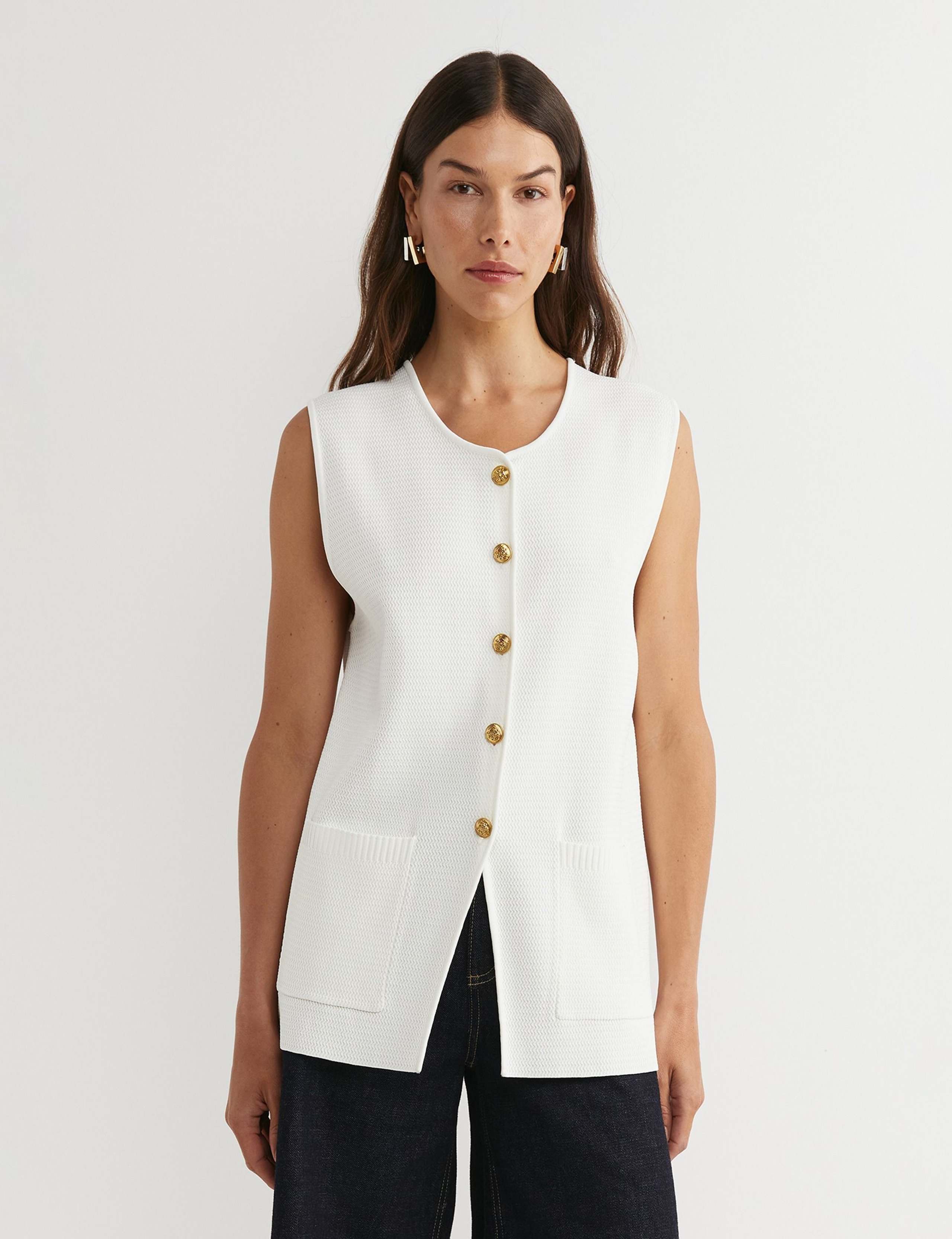 Button Through Knitted Vest