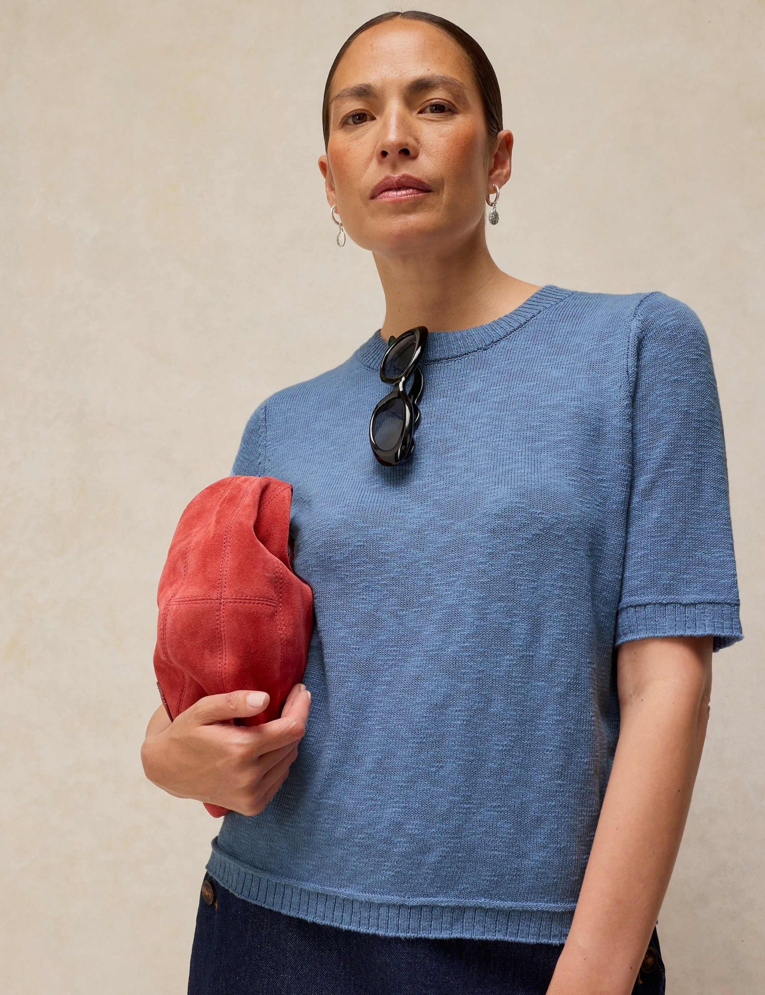 Cotton Rich Crew Neck Knitted T-Shirt