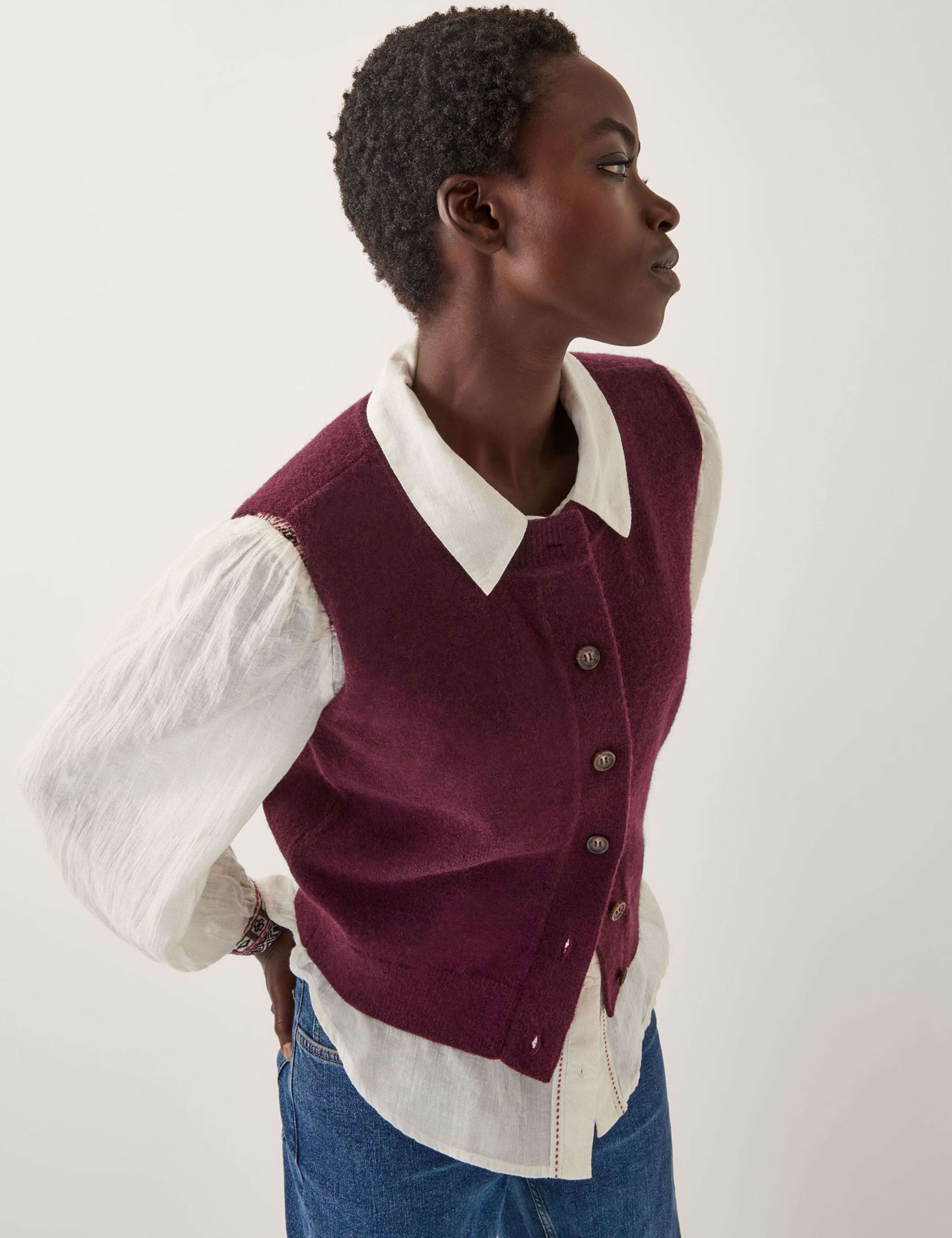 Textured Button Through Knitted Vest