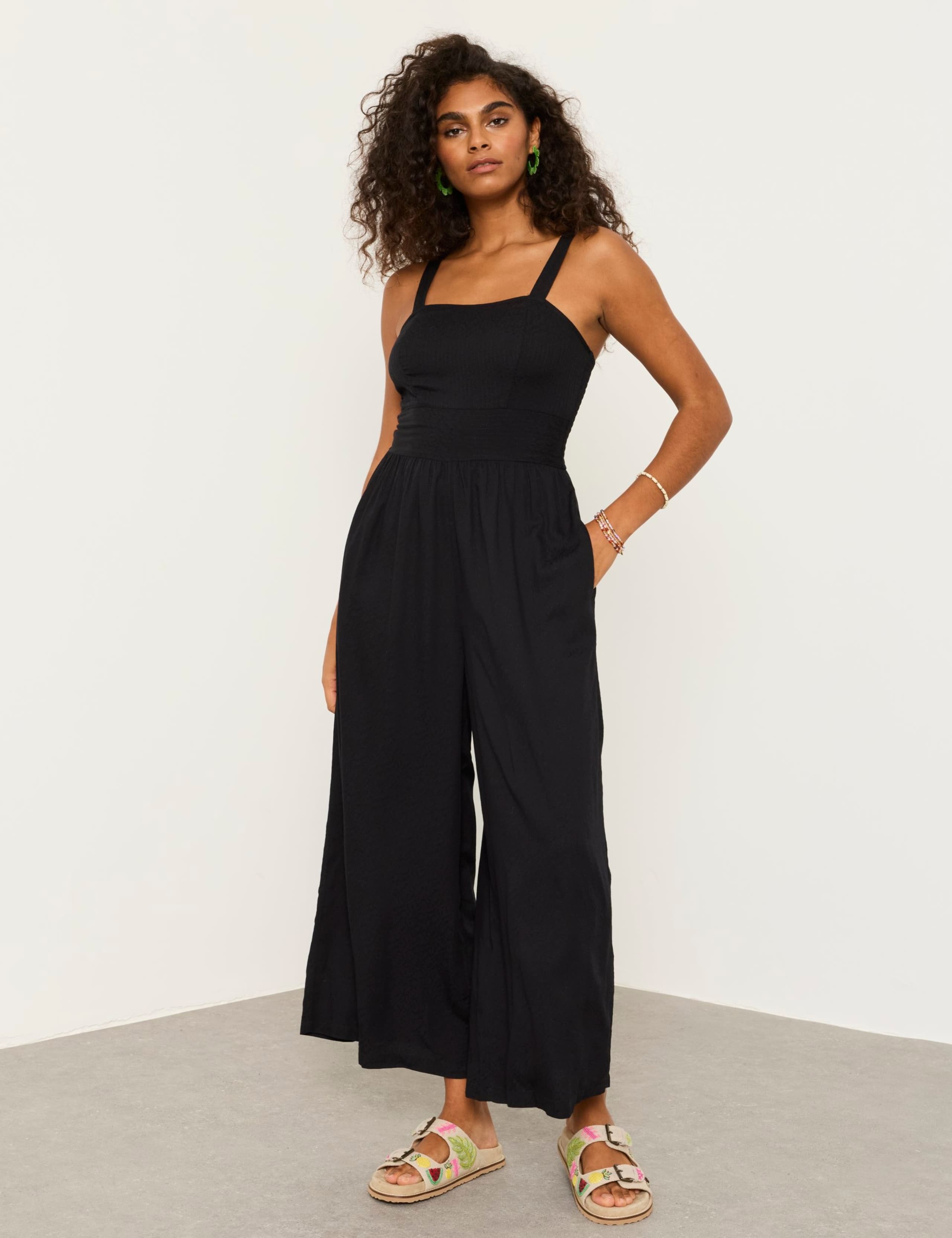 Pleated Sleeveless Jumpsuit