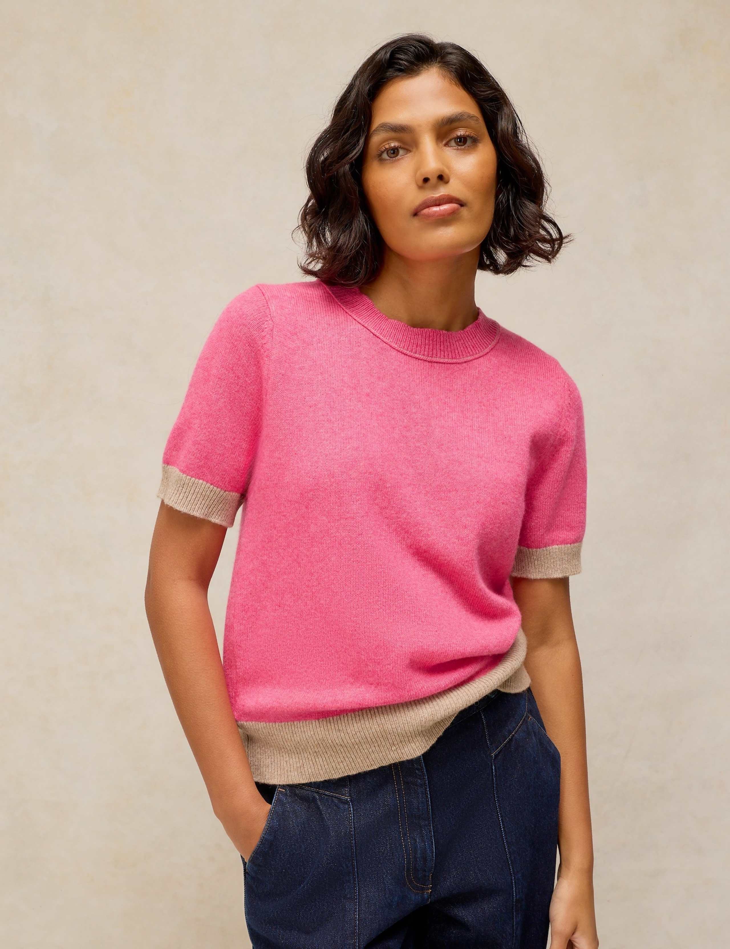 Wool Blend Colour Block Knitted T-Shirt