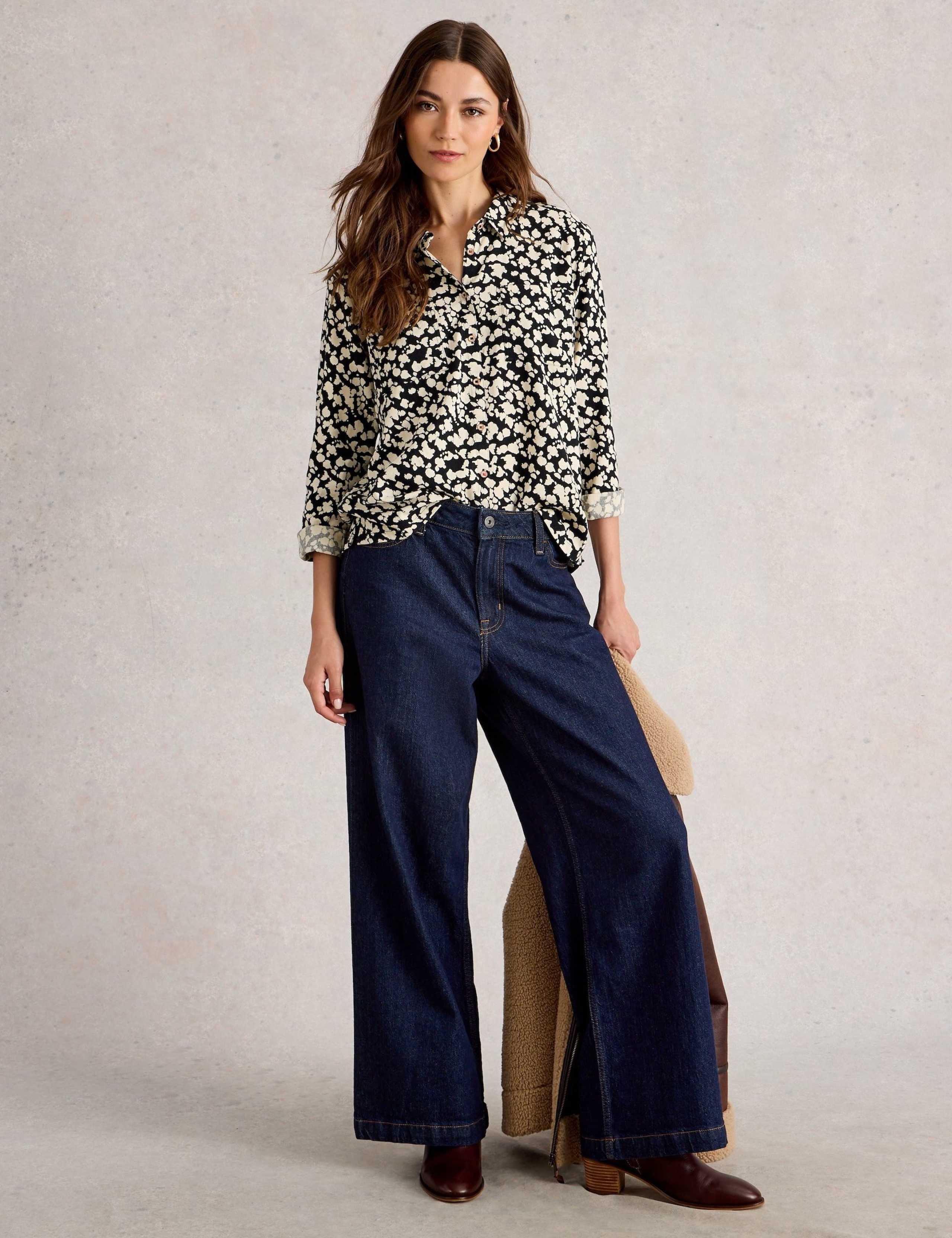 Cotton Blend Printed Button Through Shirt