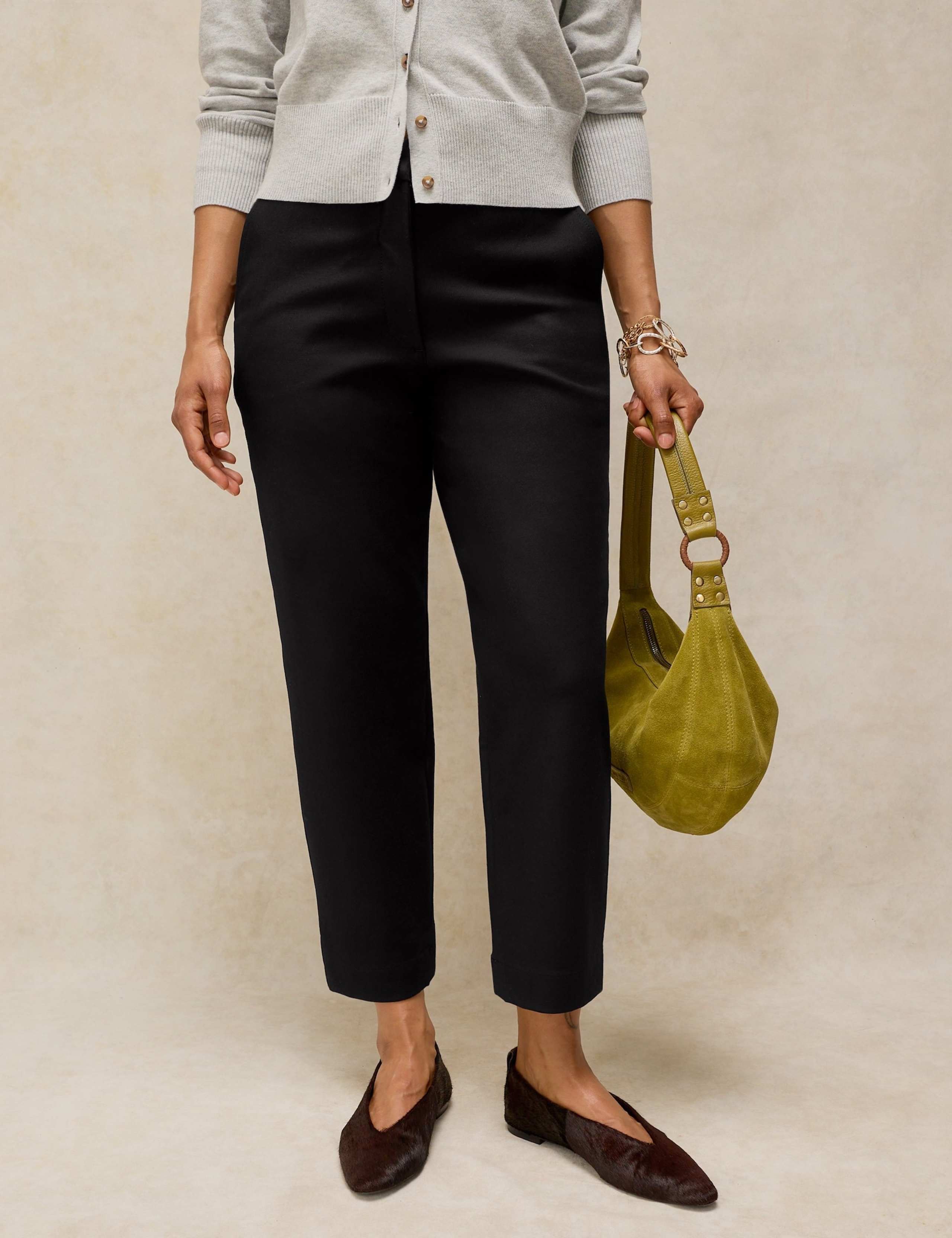 Cotton Rich Straight Leg Cropped Trousers