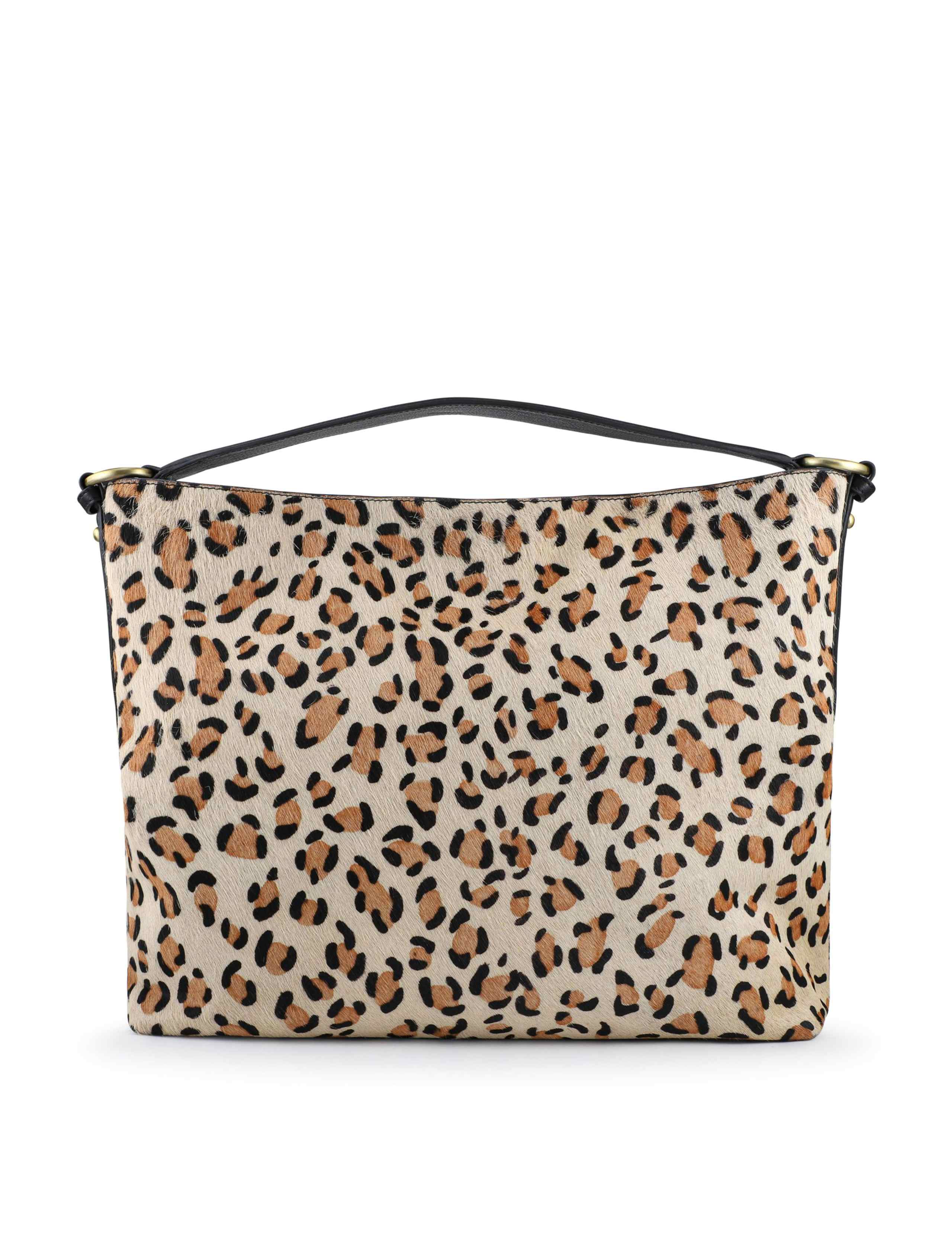 Hair On Leather Animal Print Shoulder Bag