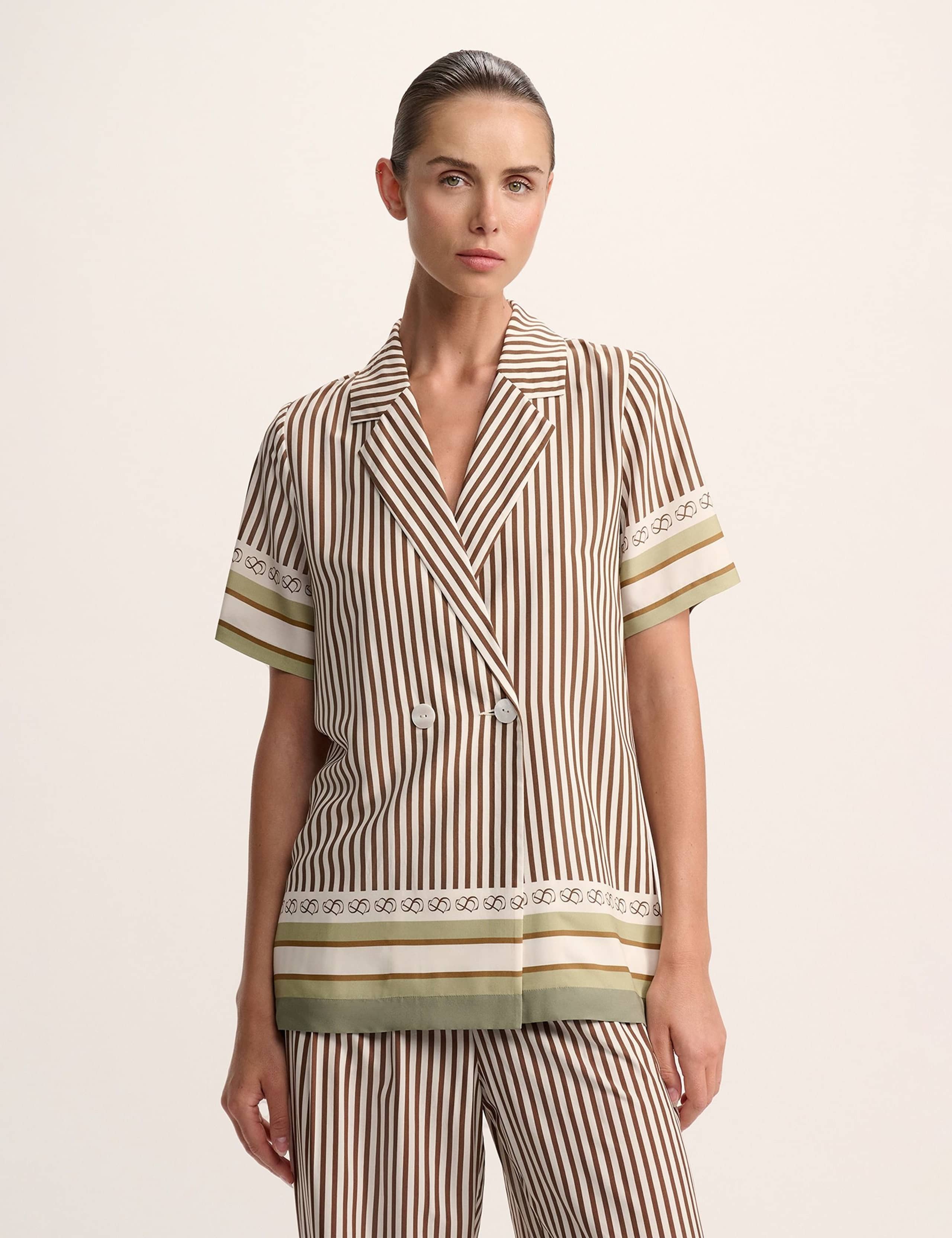 Relaxed Striped Short Sleeve Blazer