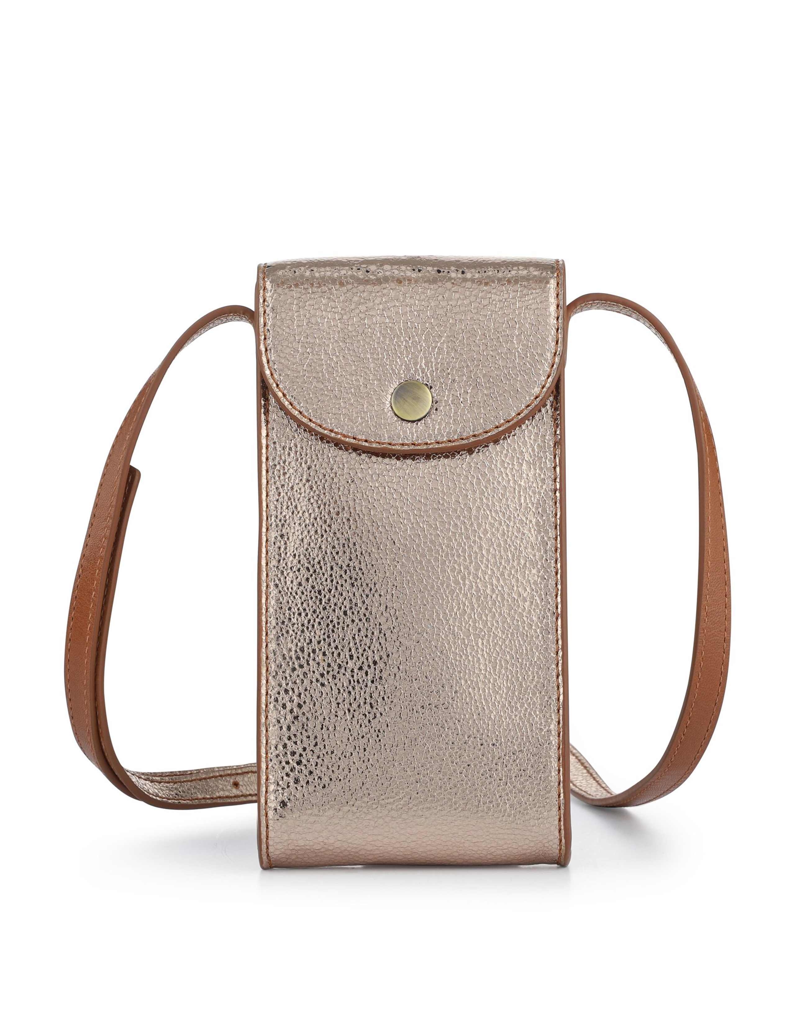 Leather Metallic Cross Body Phone Bag