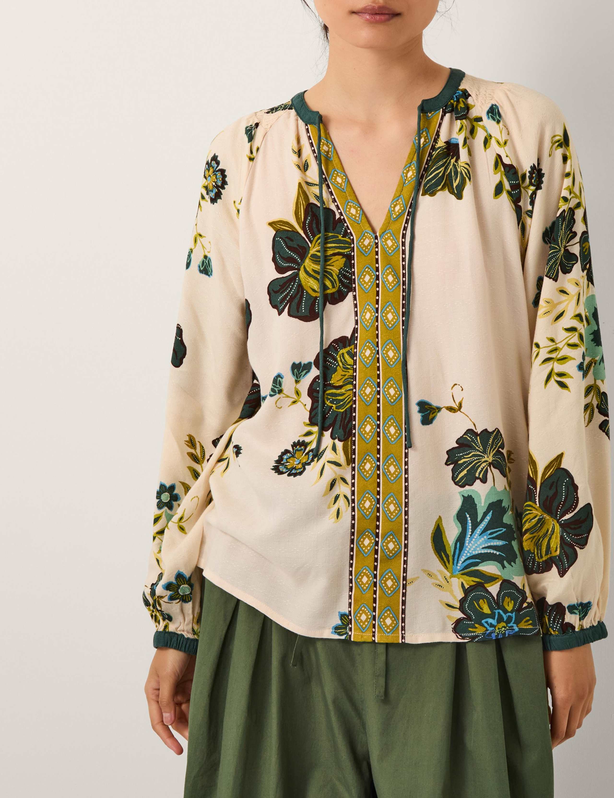 Floral Tie Neck Top