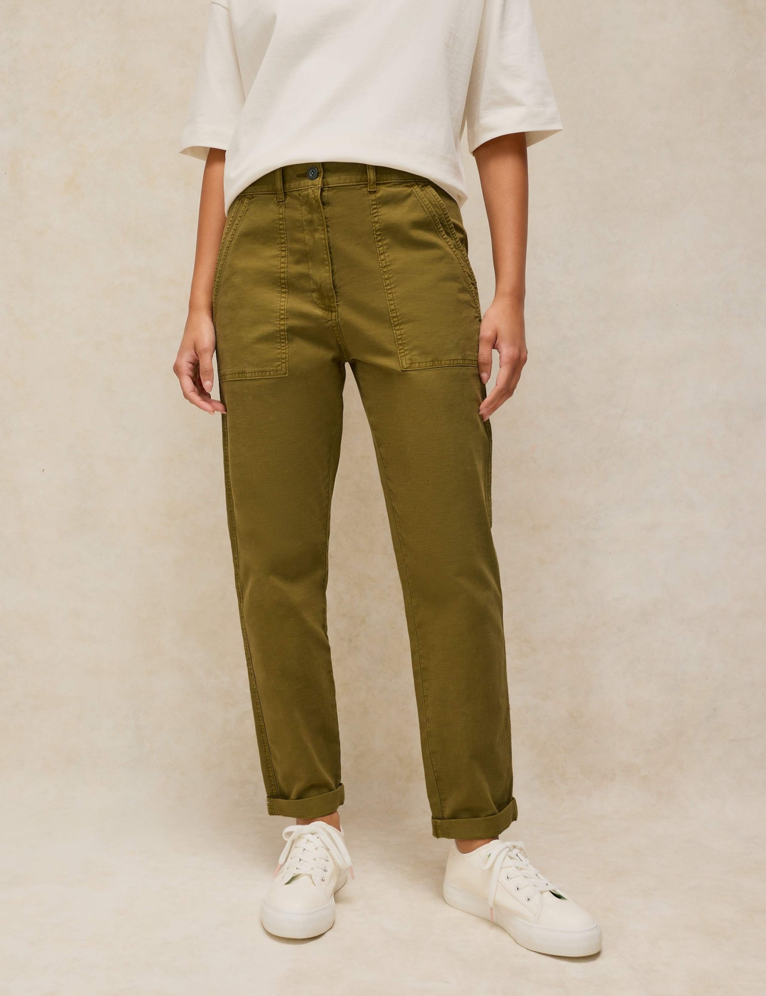 Cotton Rich Straight Leg Chinos with Linen