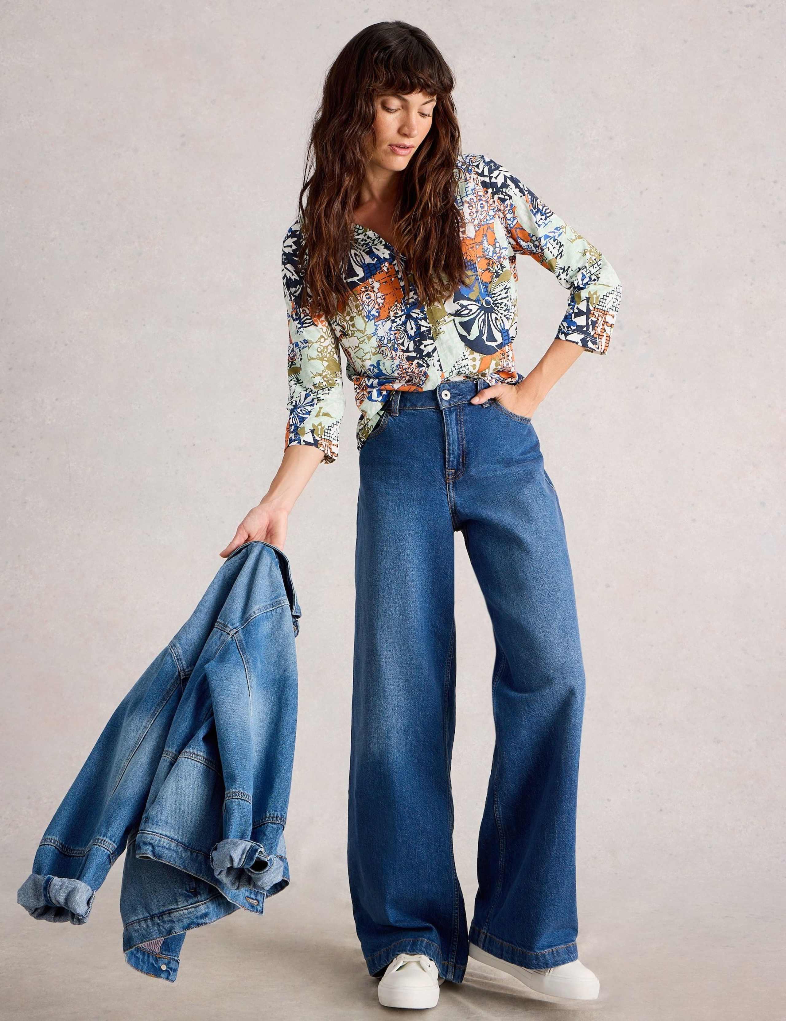 Pure Cotton Printed Notch Neck Top