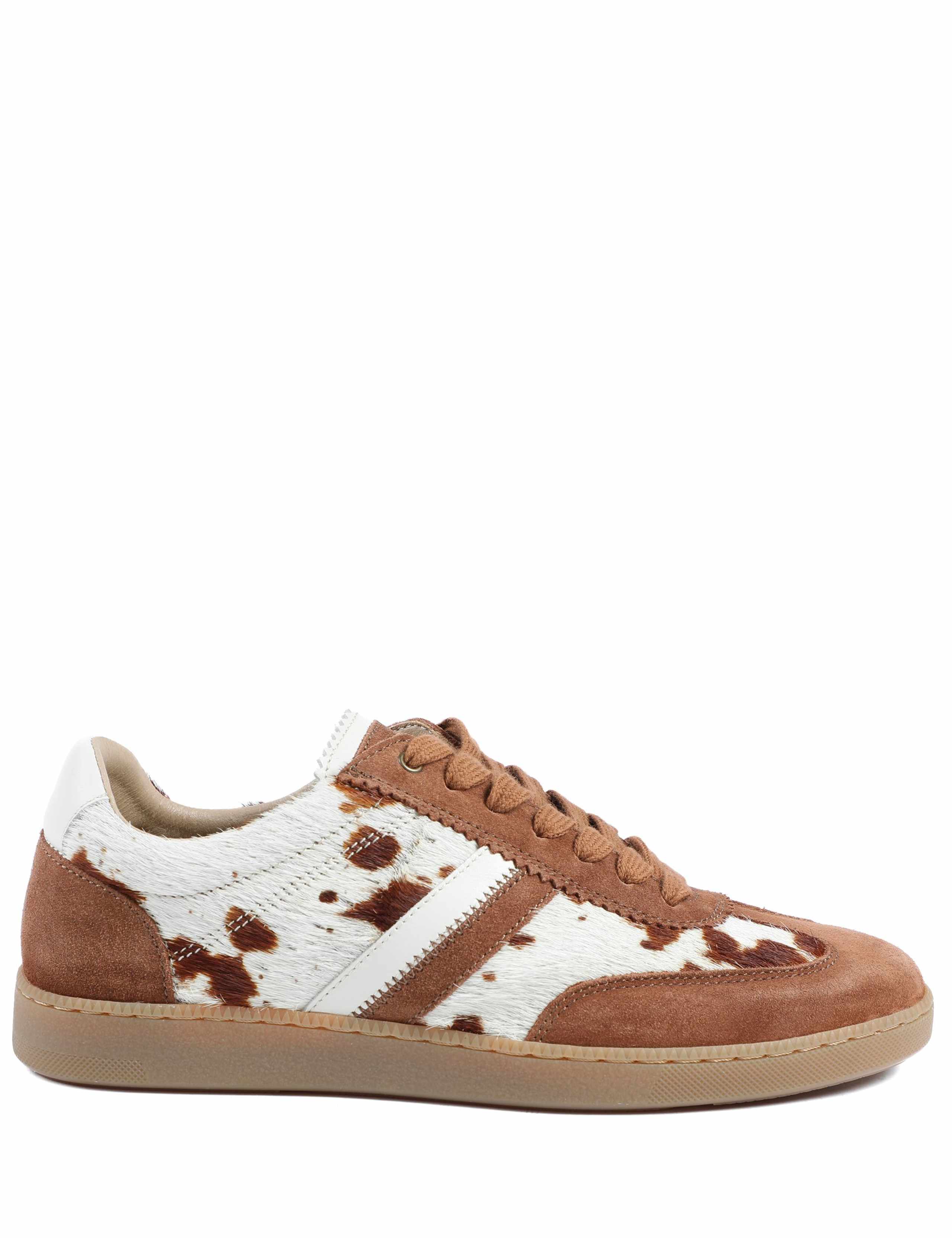 Suede Cow Print Lace Up Trainers