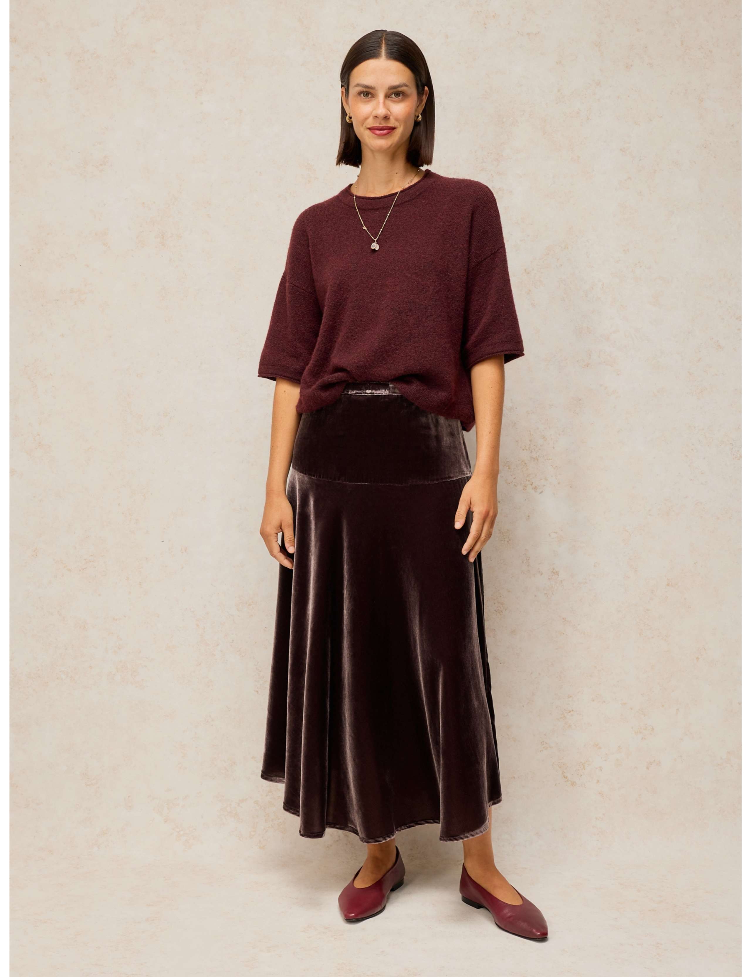 Gianna Velvet Midi A Line Skirt