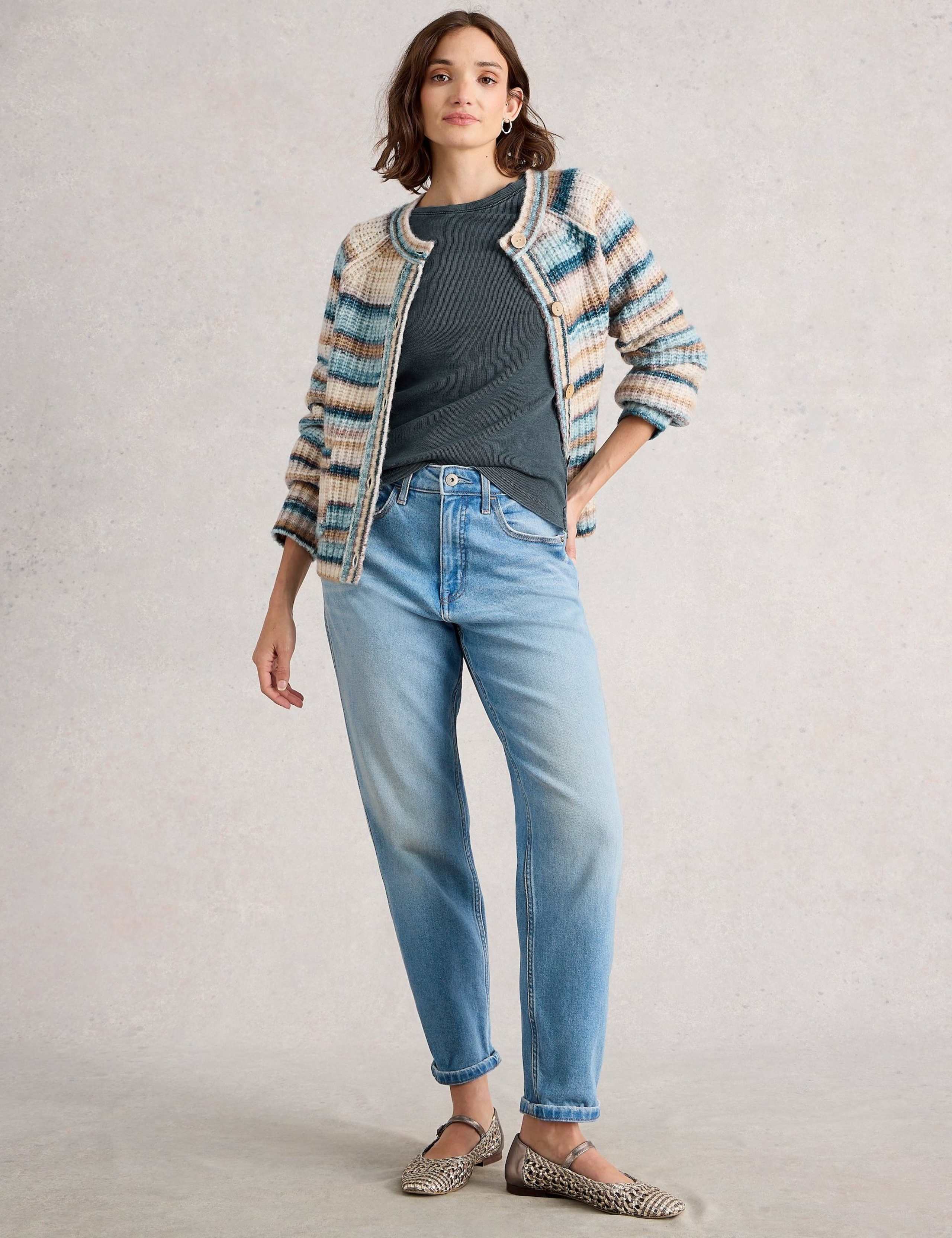 Pure Cotton Ribbed Crew Neck Top