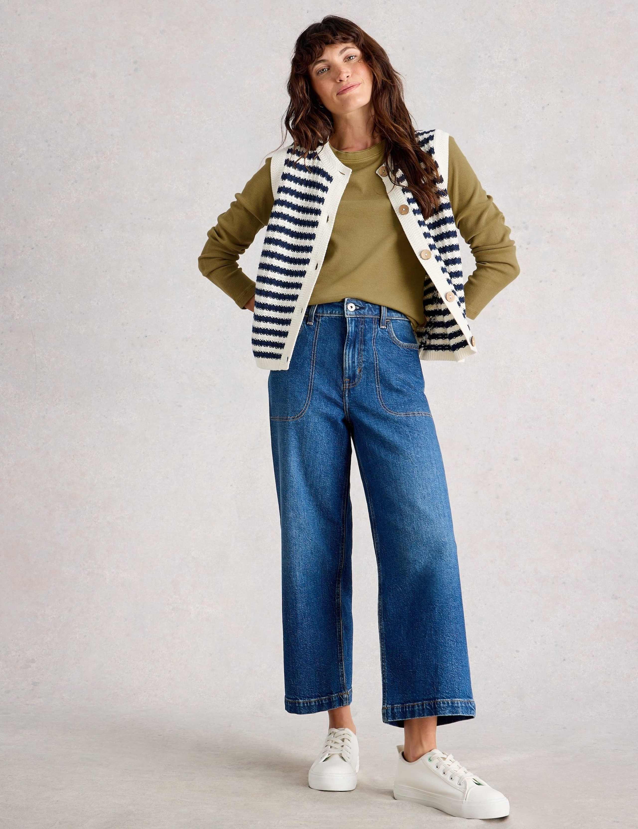 Pure Cotton Ribbed Crew Neck Top