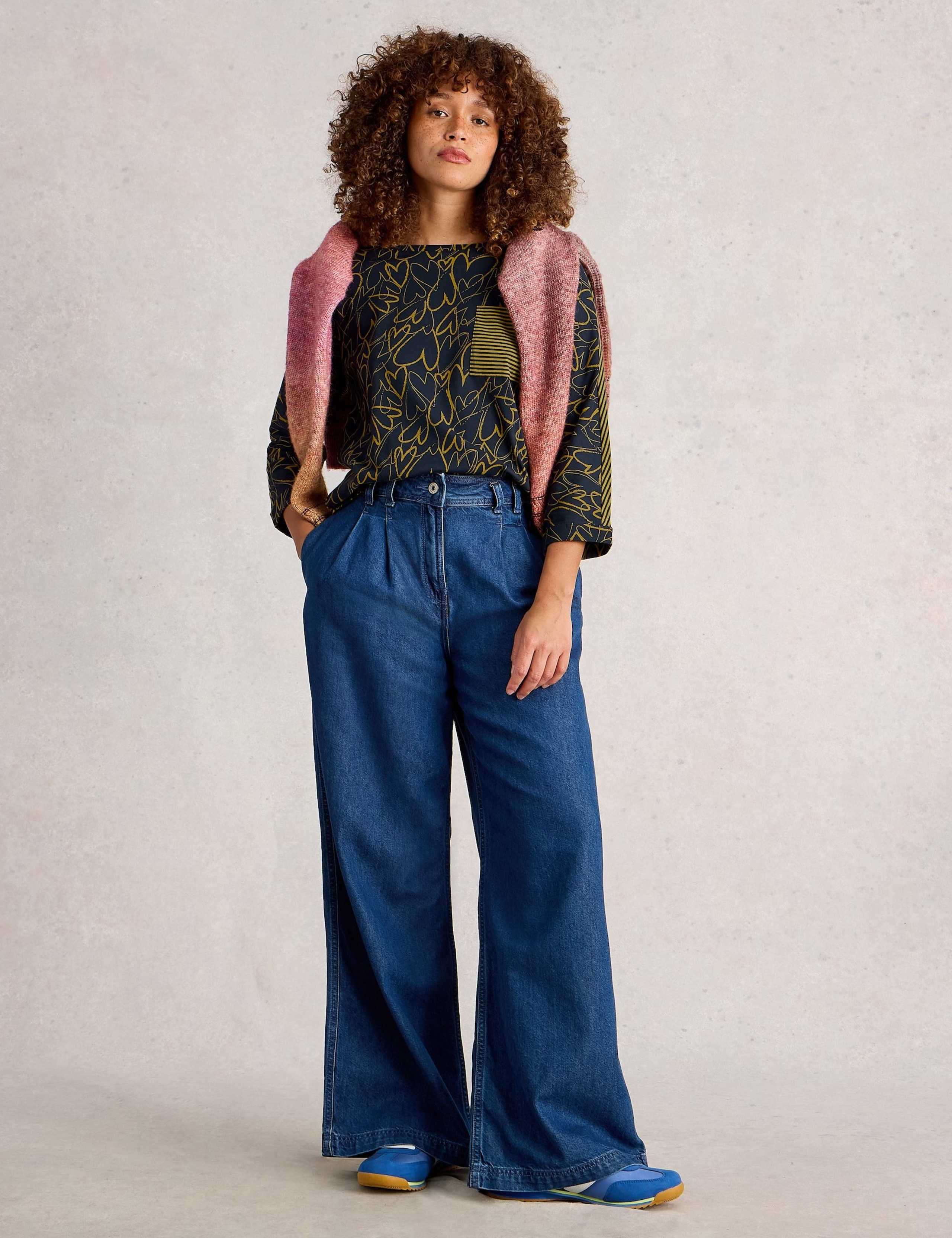 Pure Cotton Printed Crew Neck Top