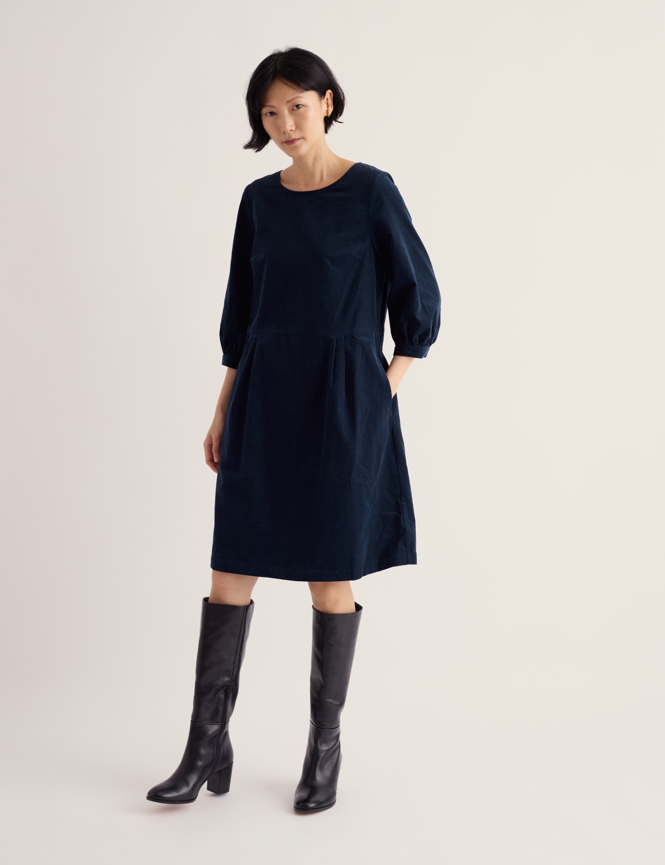 Pure Cotton Cord Knee Length Dress