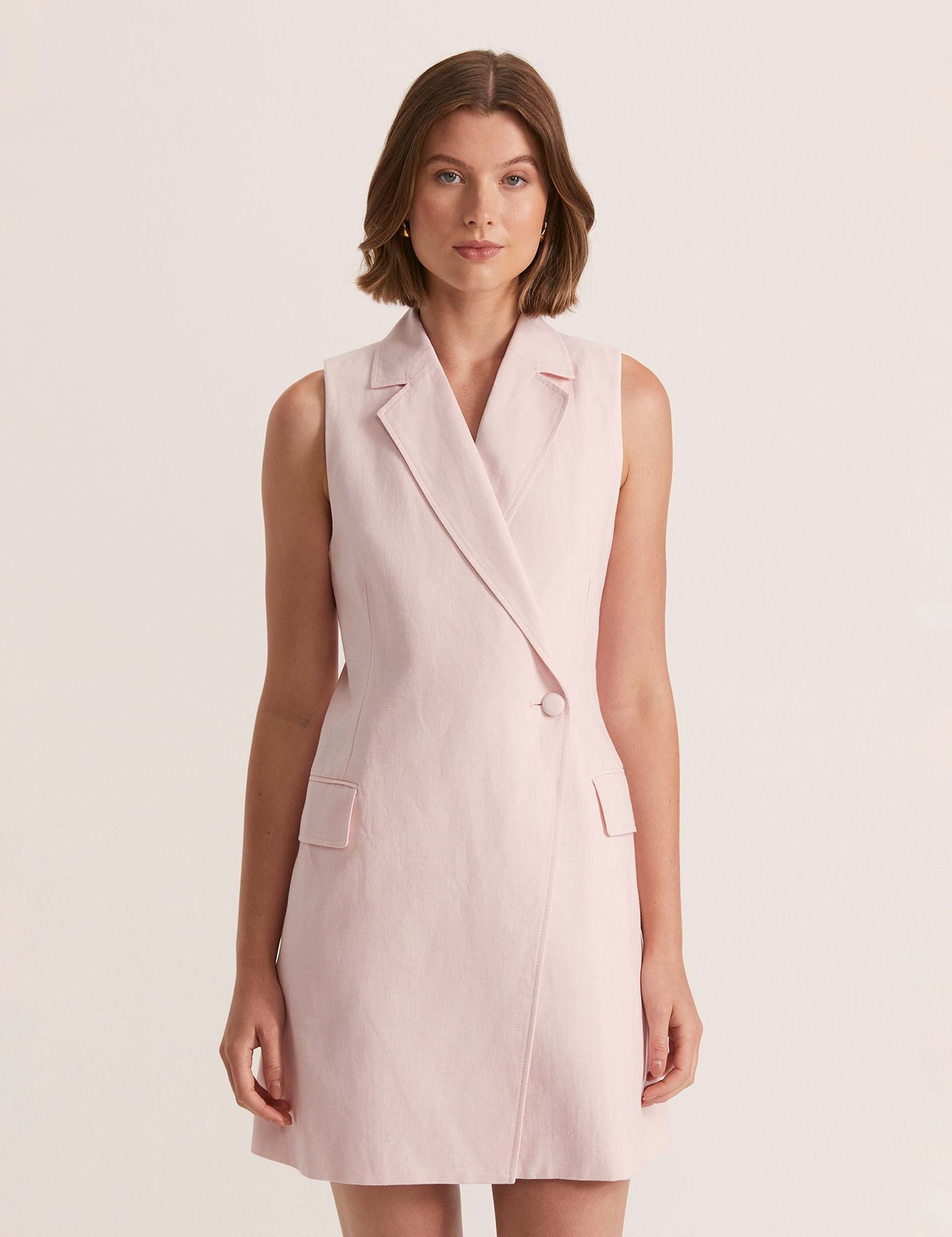 Cotton Blend Mini Tailored Dress