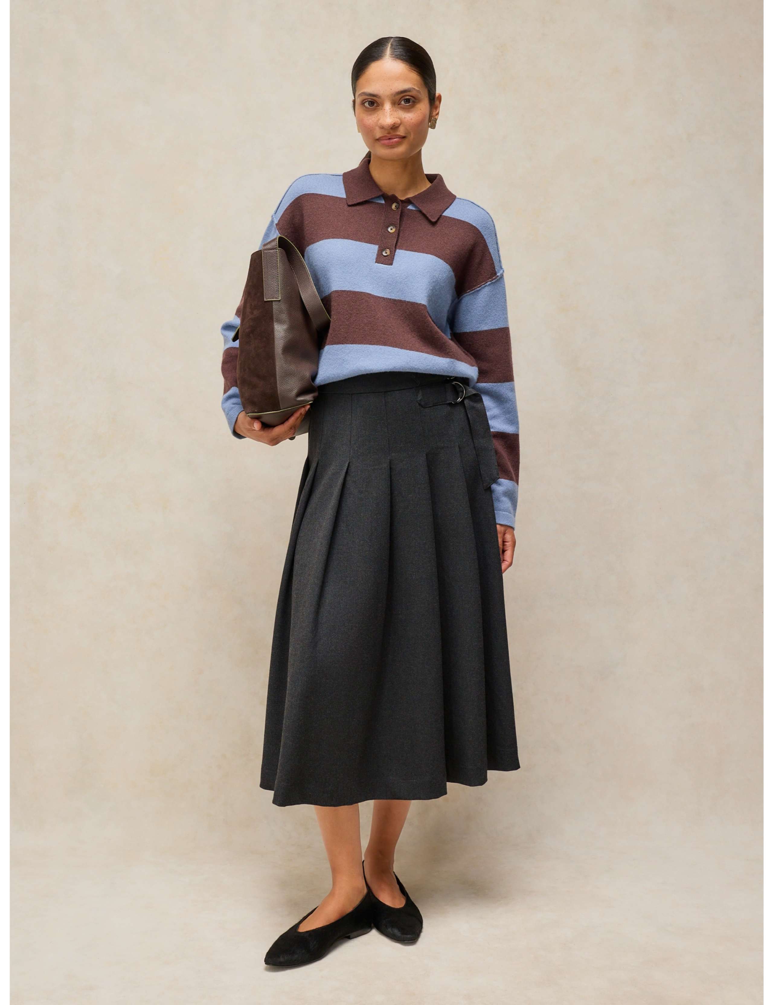 Kali Flannel Midi Kilt Skirt