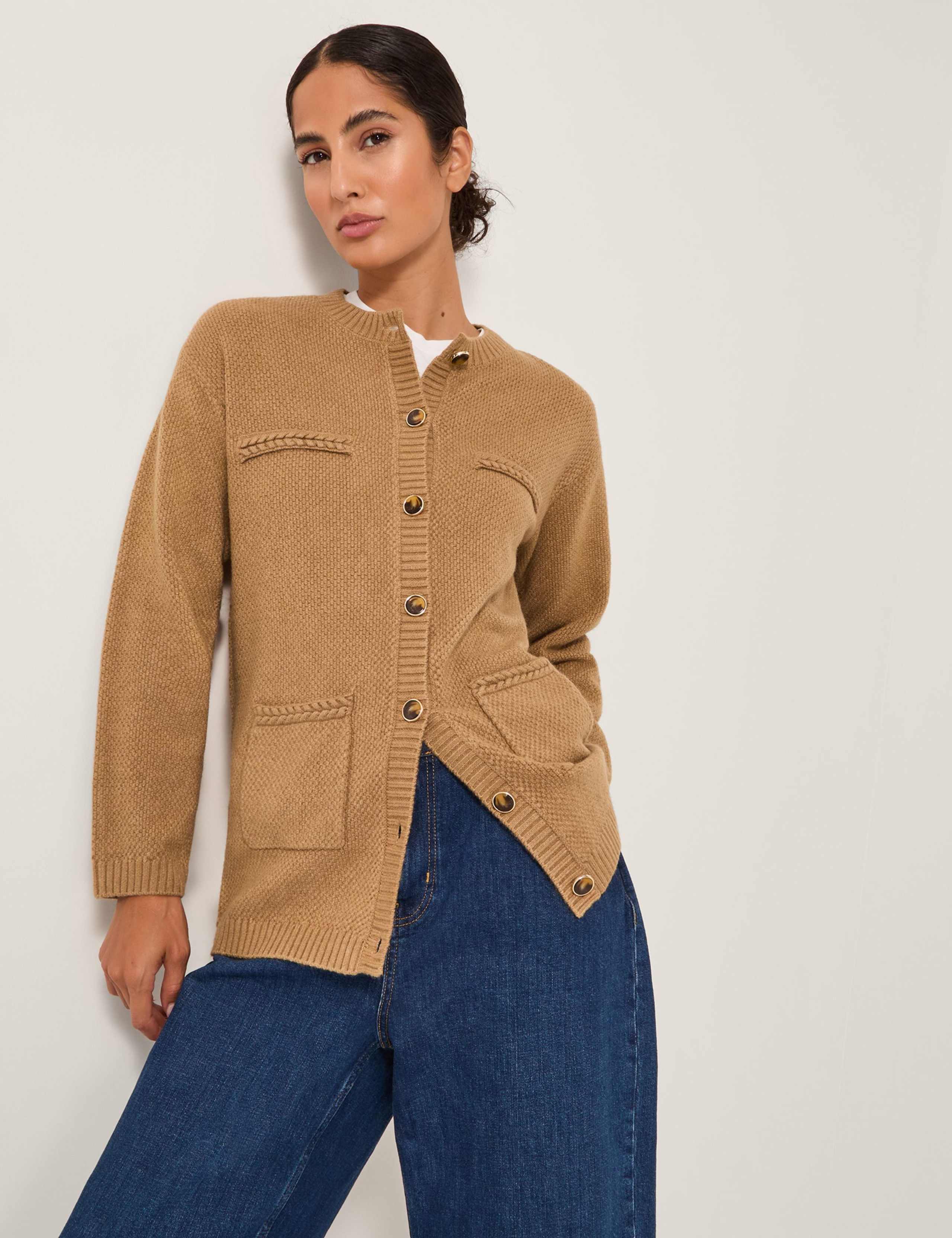 Textured Crew Neck Cardigan