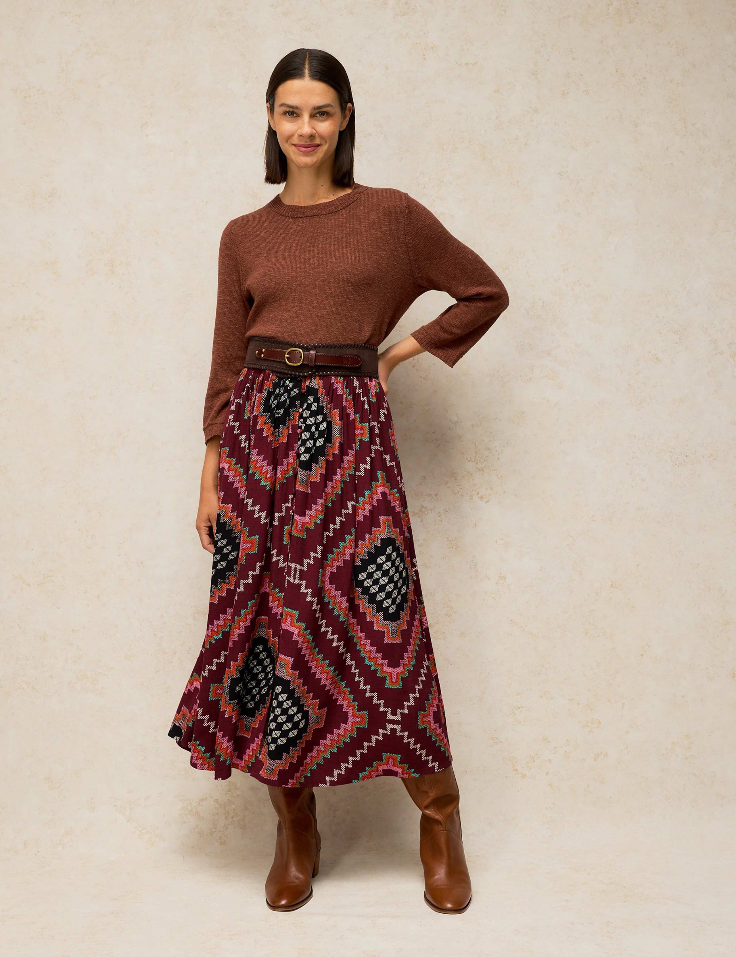 Flared A Line Midi Skirt