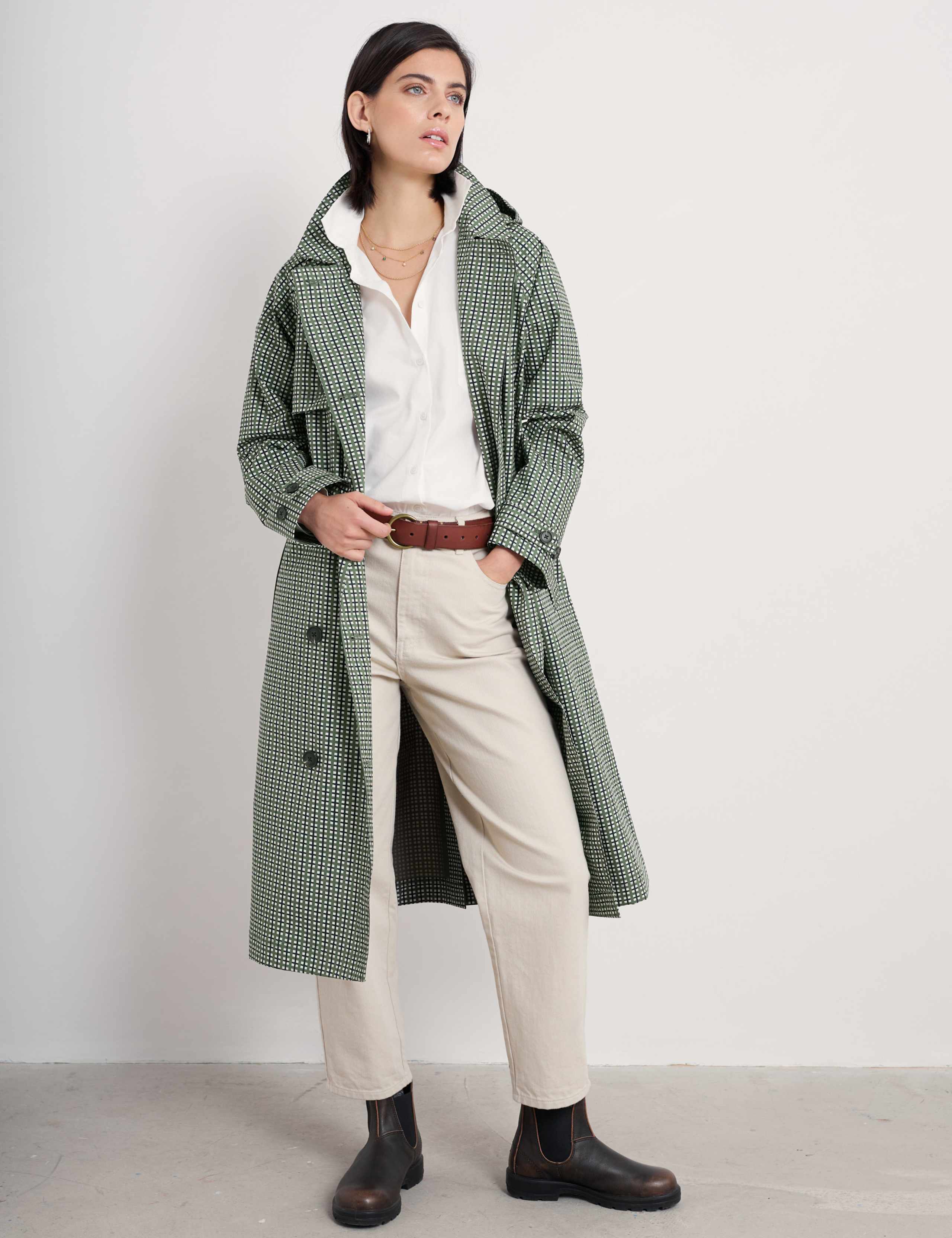 Pure Cotton Belted Hooded Longline Trench Coat