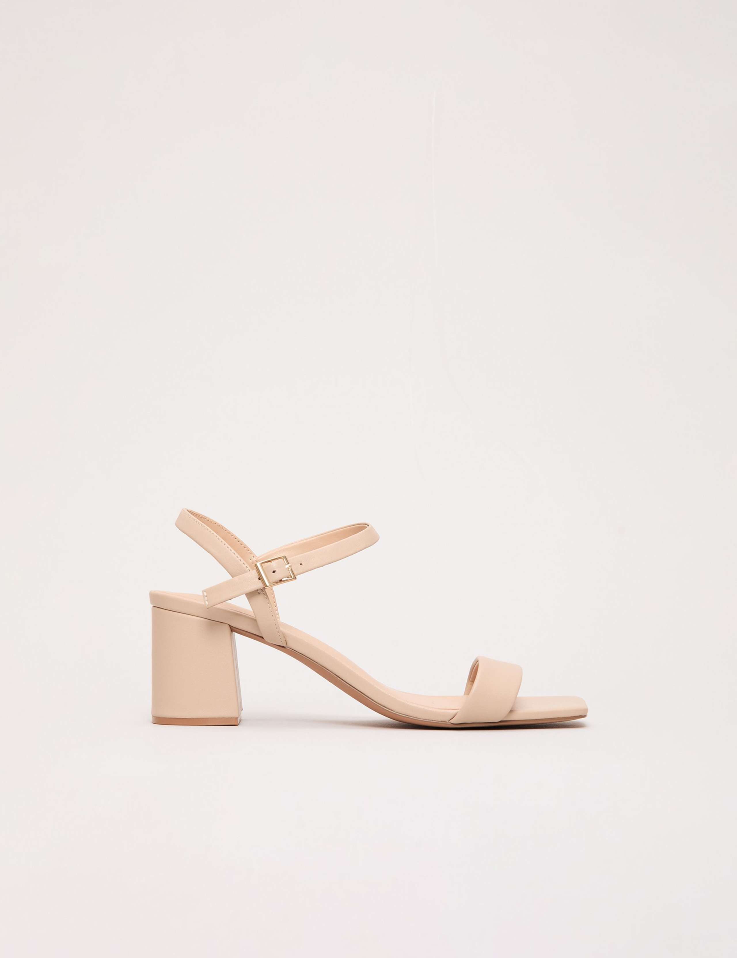 Leather Ankle Strap Block Heel Sandals