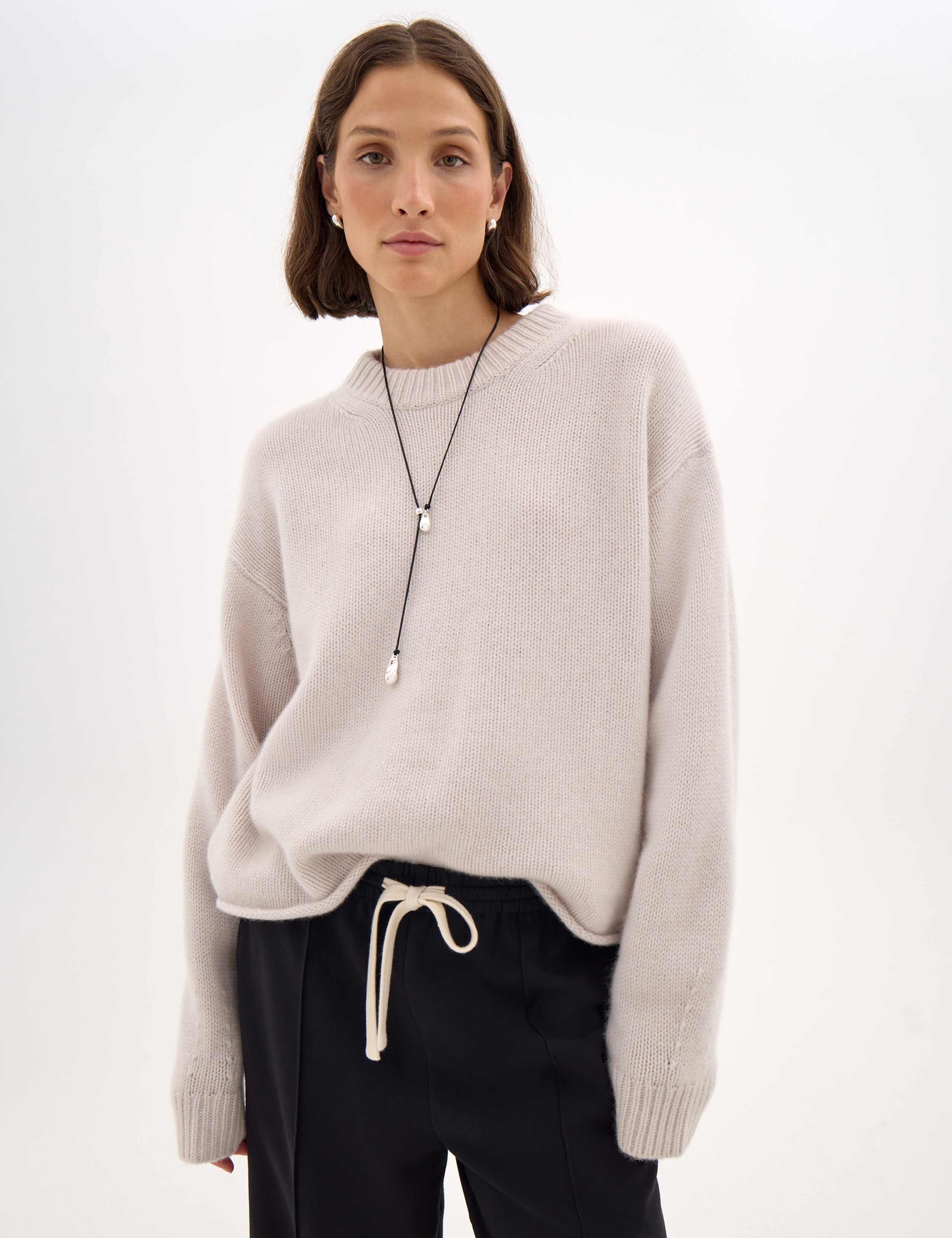 Crew Neck Chunky Jumper With Cashmere