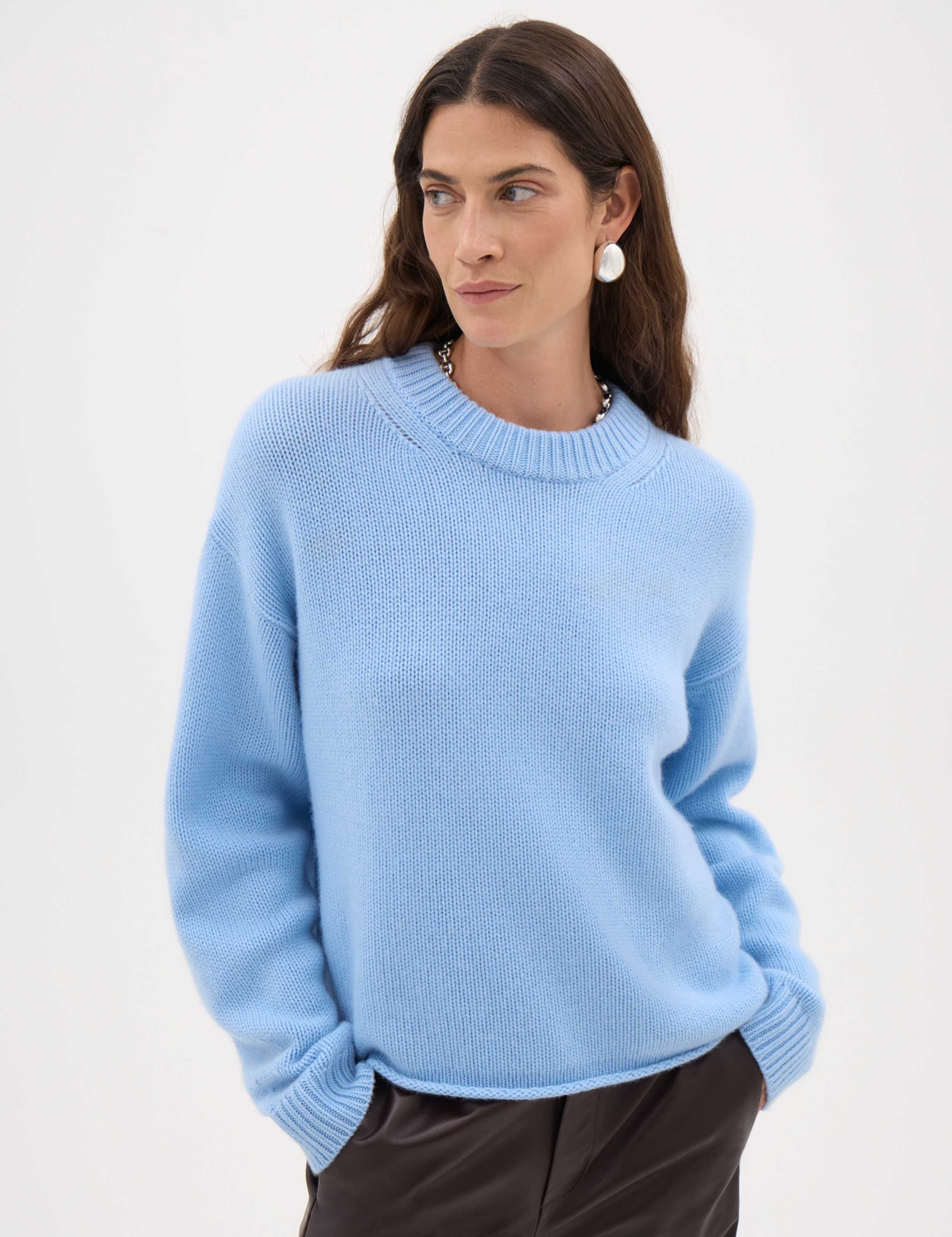 Crew Neck Chunky Jumper With Cashmere