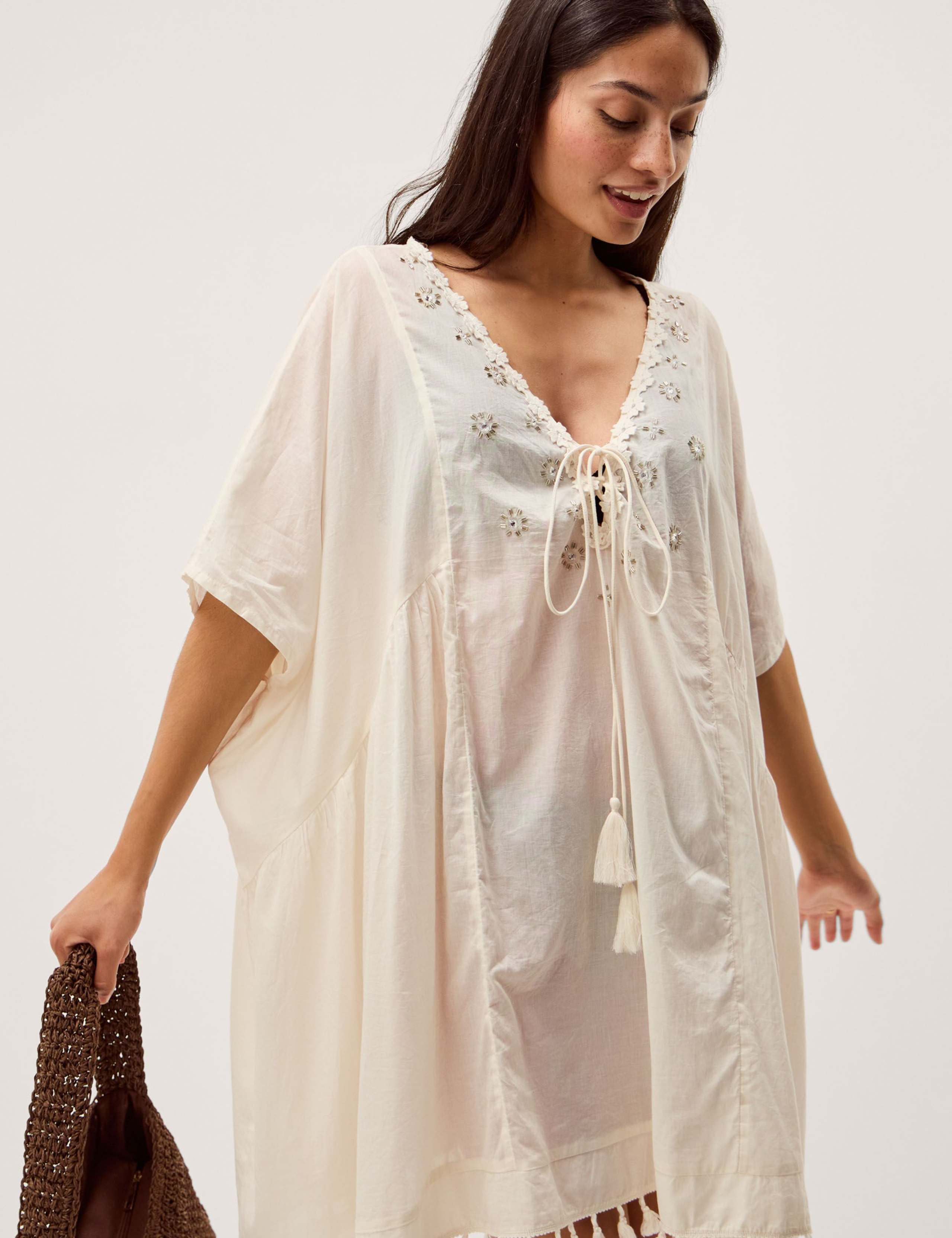 Embellished Mini Beach Cover Up Kaftan