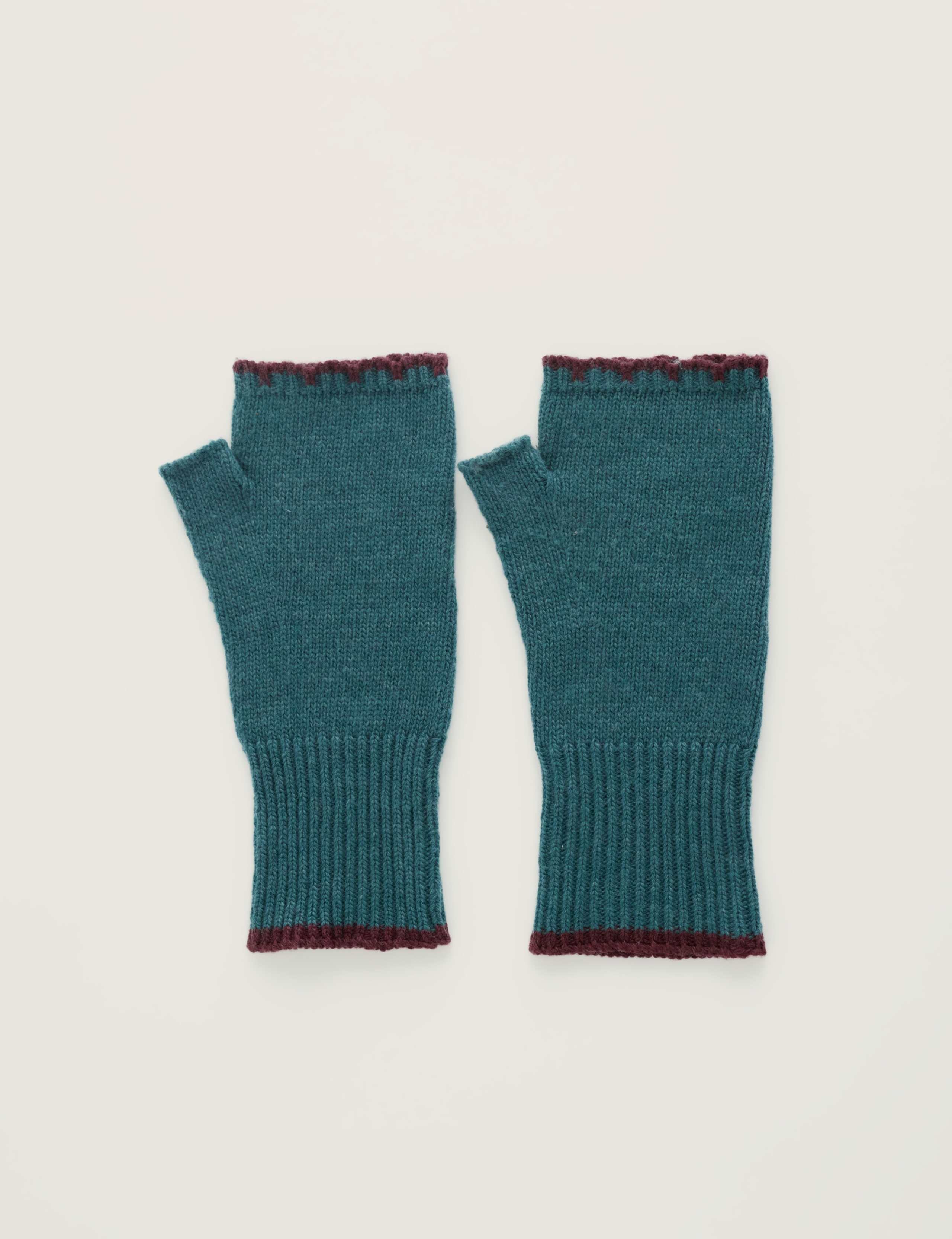 Cotton Blend Fingerless Gloves with Merino Wool