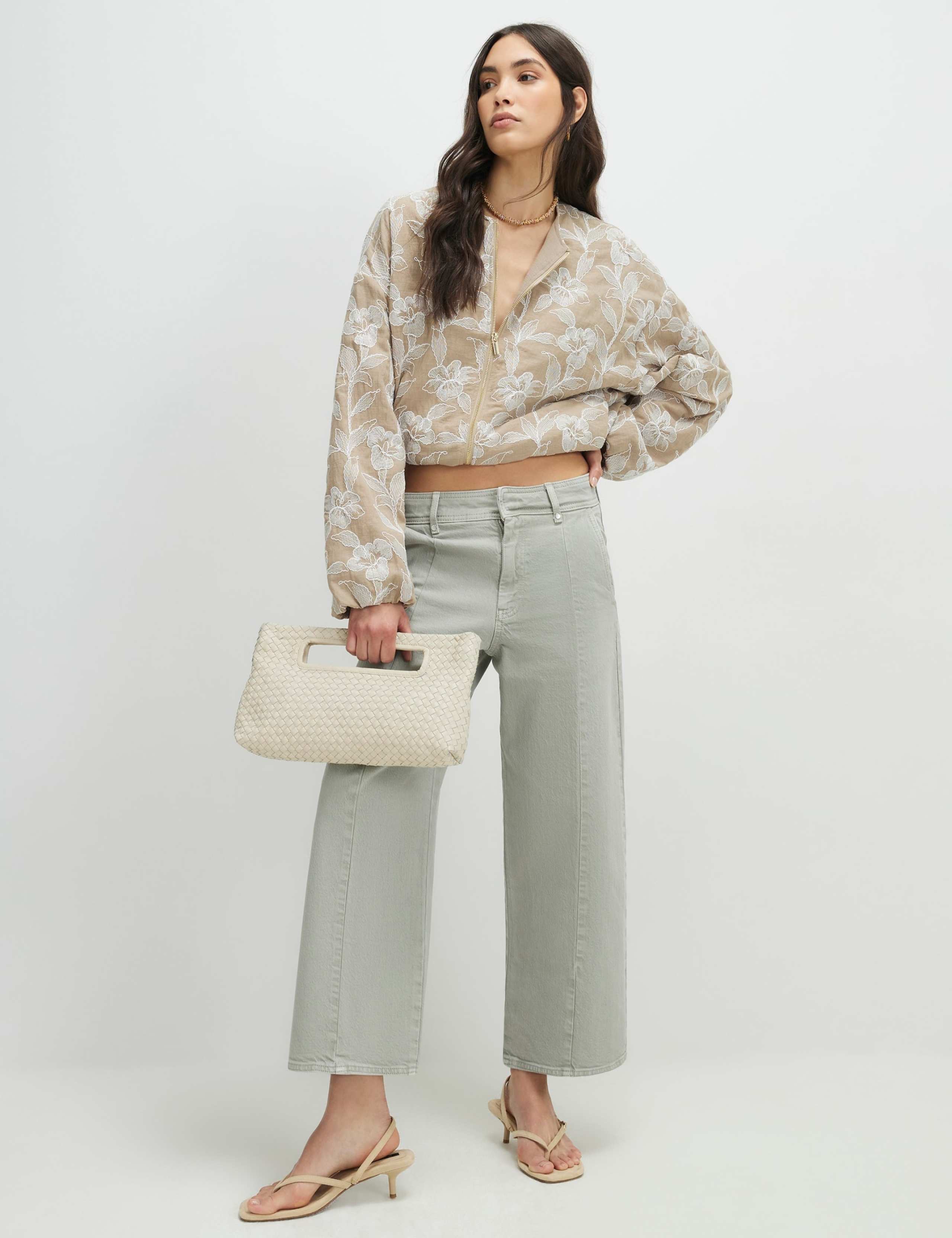 Seam Front Wide Leg Cropped Jeans